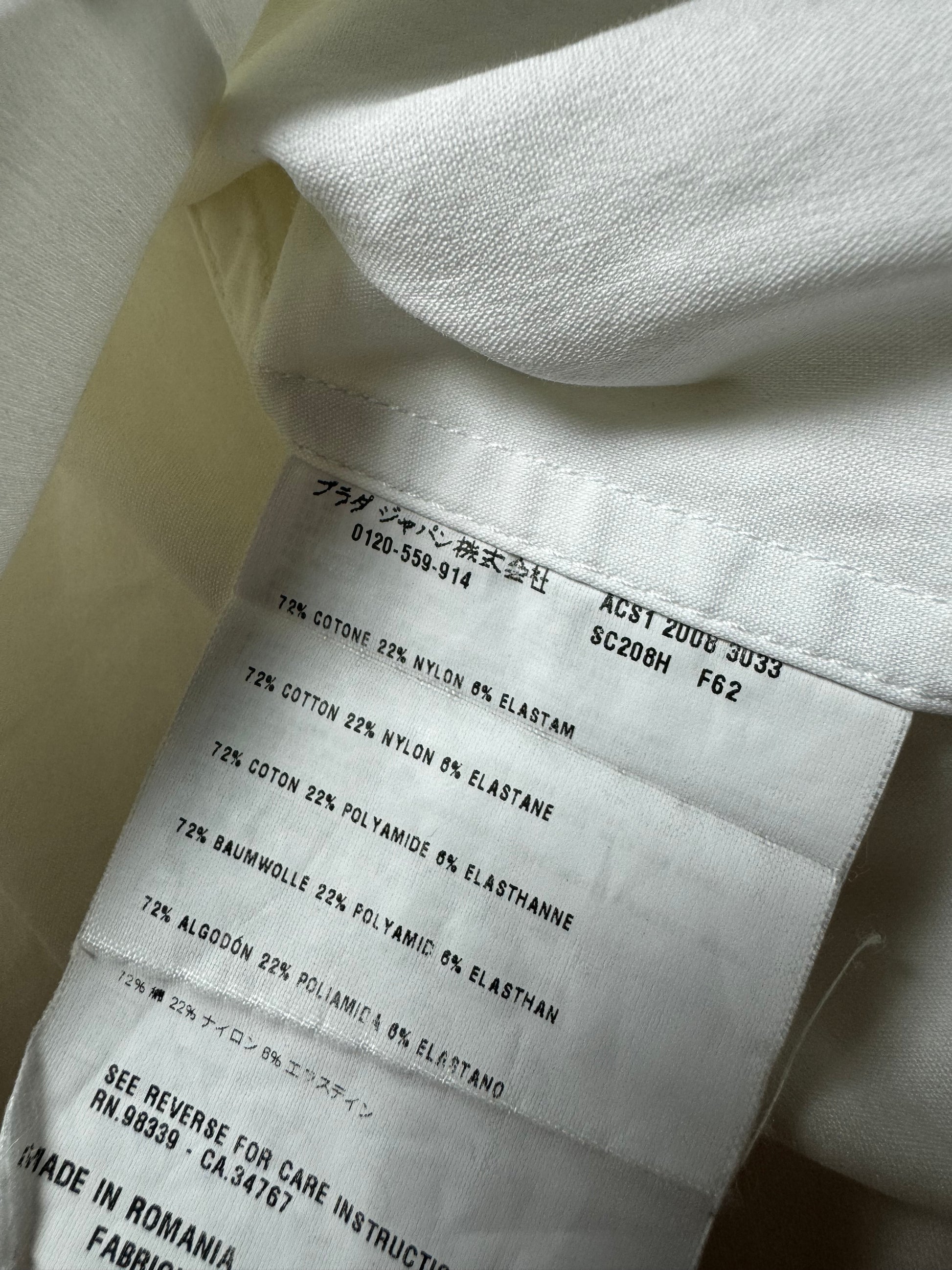 Prada White Chest Pocket White Shirt 2008