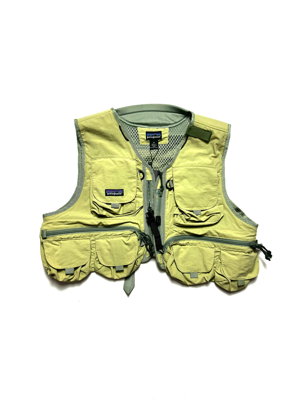 Patagonia Fishing Vest Beige Green Mesh Multi Pocket Outdoor