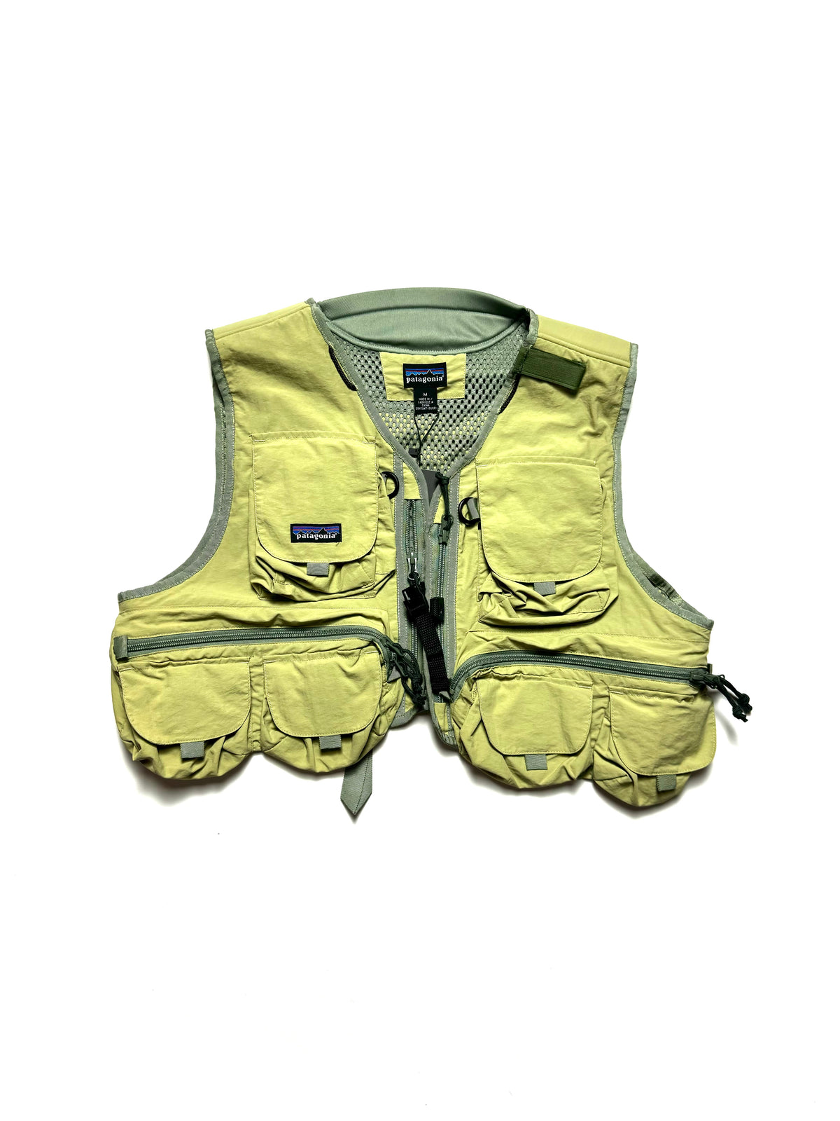 Patagonia Fishing Vest Beige Green Mesh Multi Pocket Outdoor