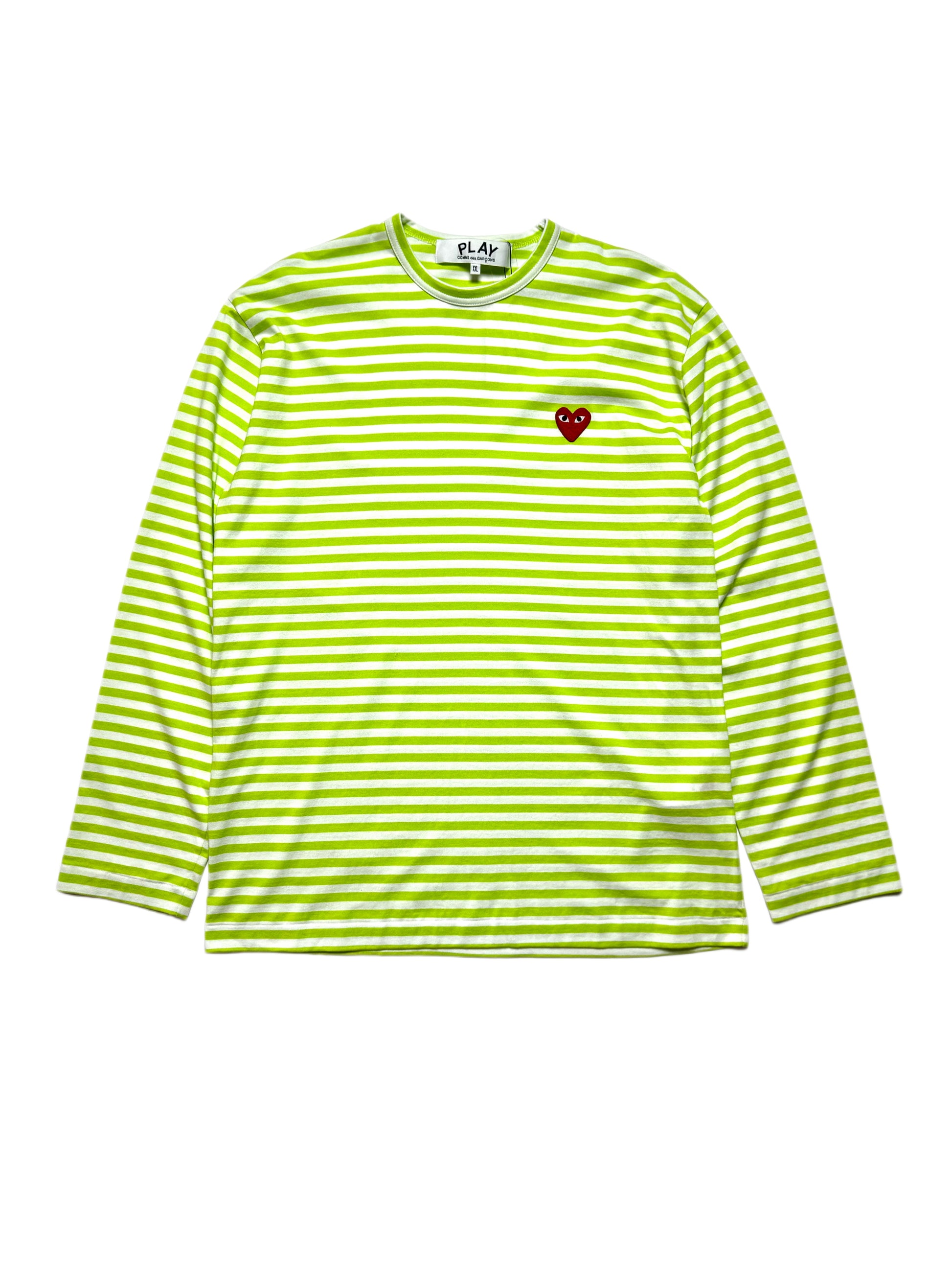 Comme des Garçons Play Neon Green Stripe Long Sleeve