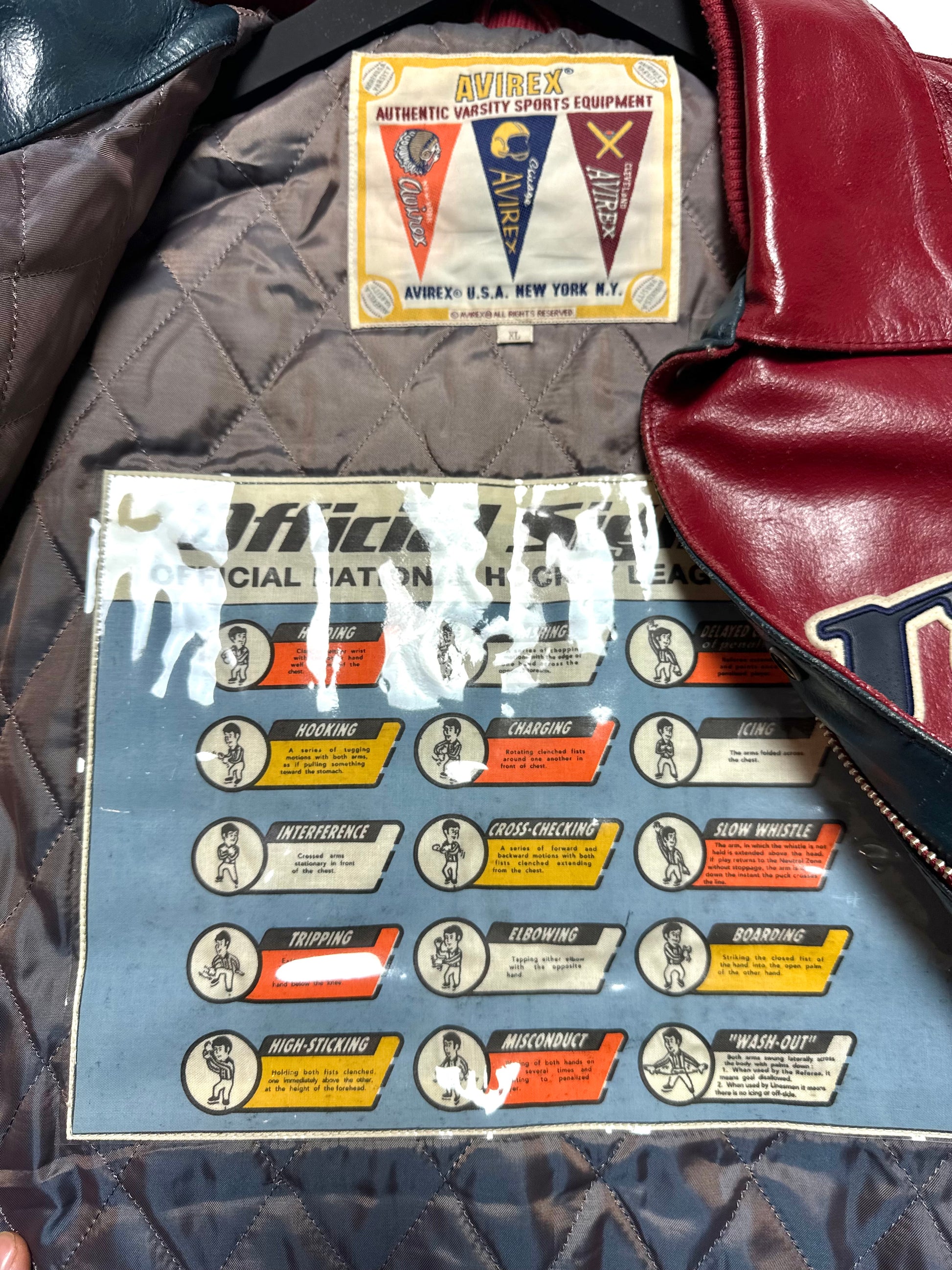 Avirex 90s Atanlantic Hockey League All Star Varisty Black Leather Jacket