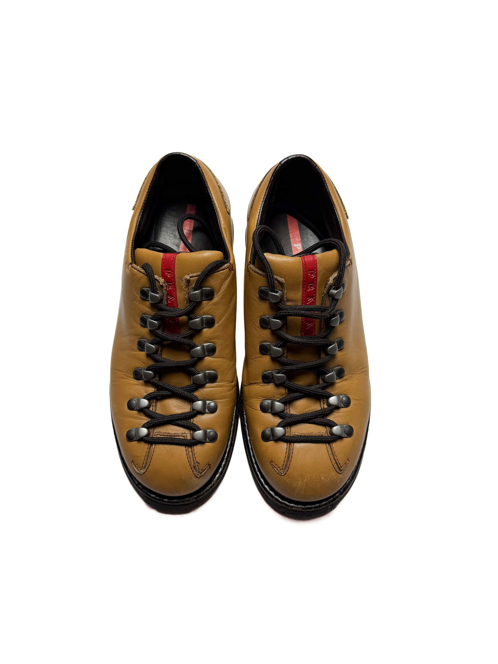 Prada Red Line Brown Hikking Leather Shoes