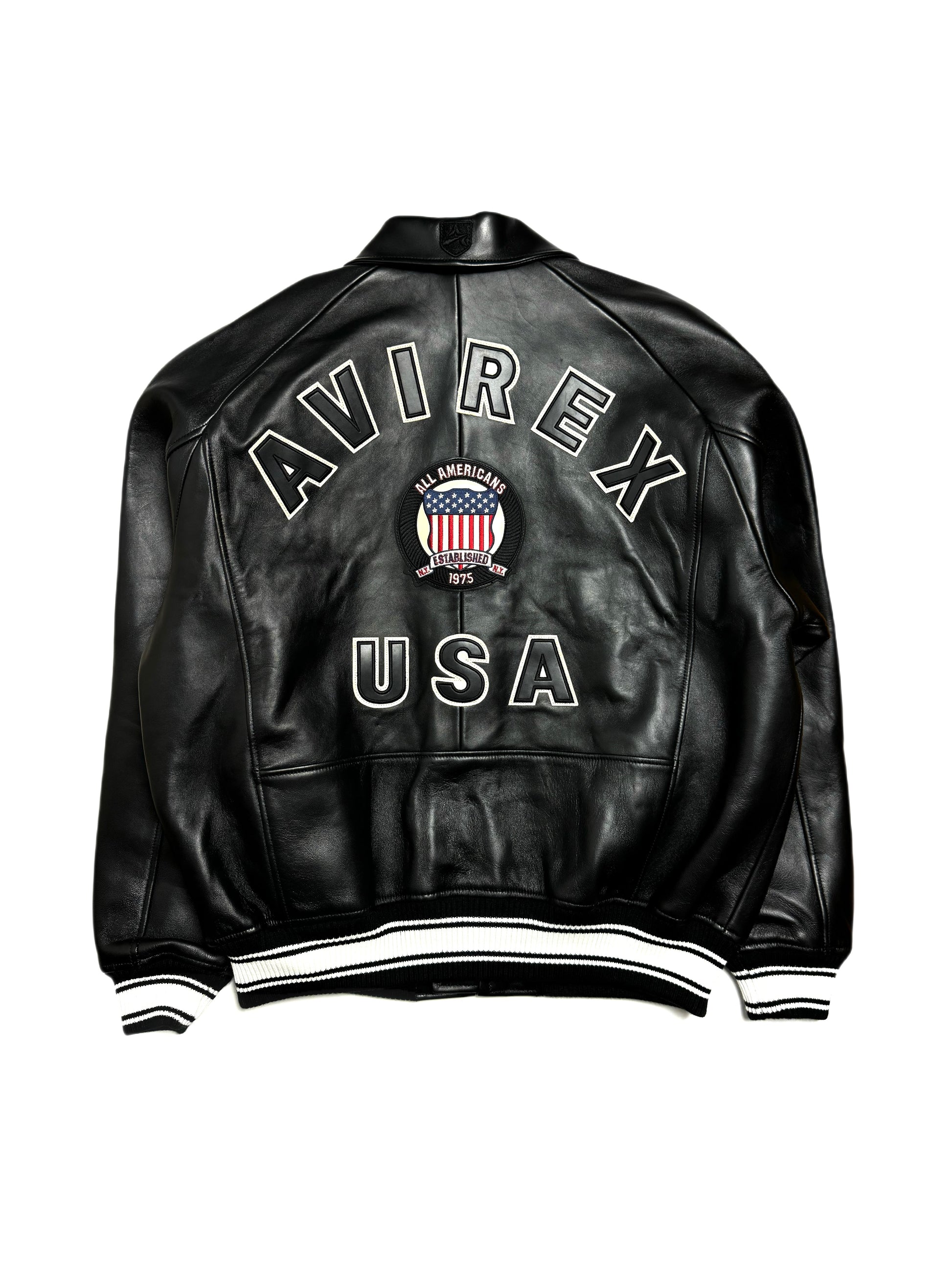 Avirex Varisty Black Leather Jacket