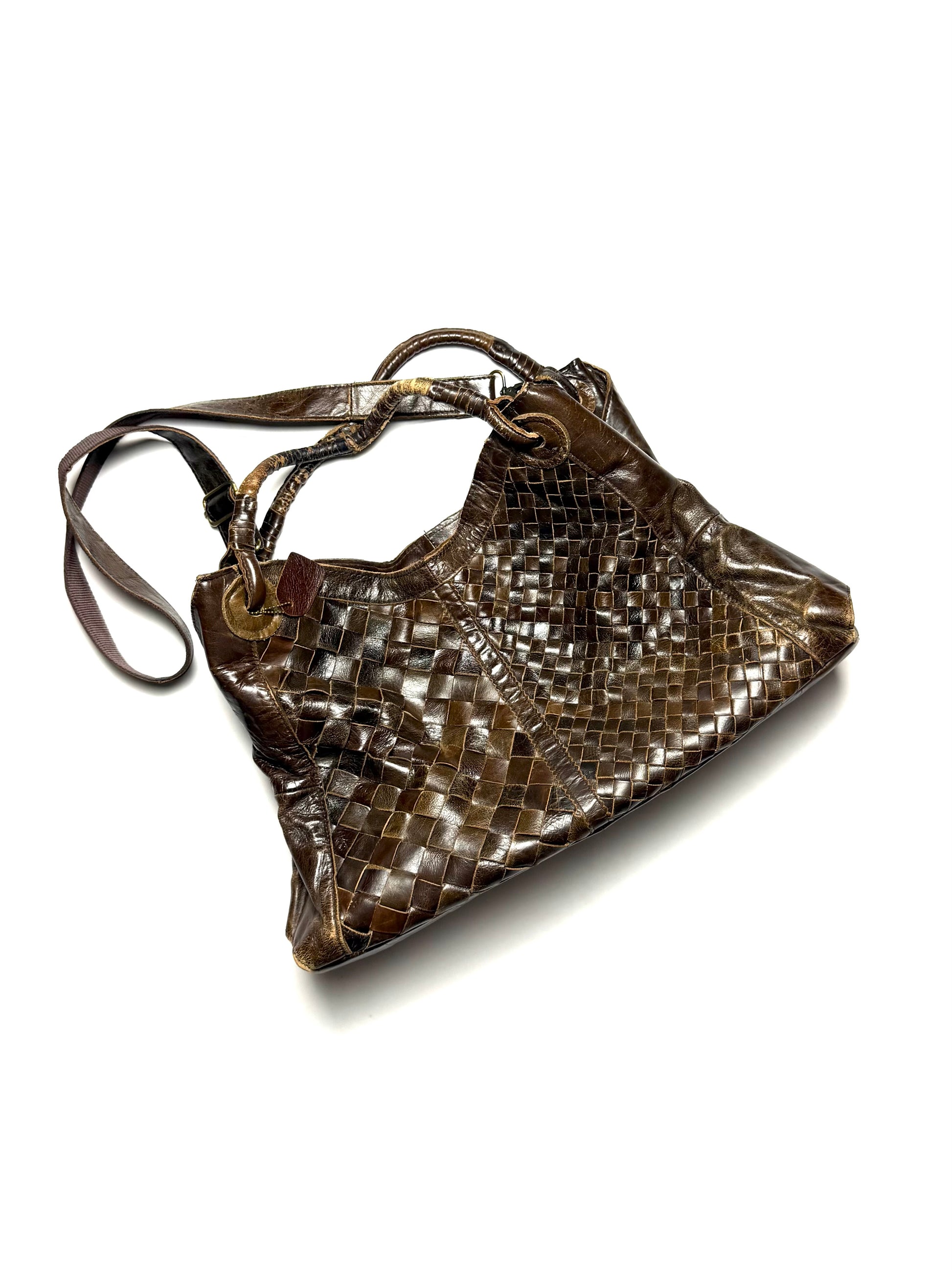 GOA Vintage Weaved Leather Cross Bag