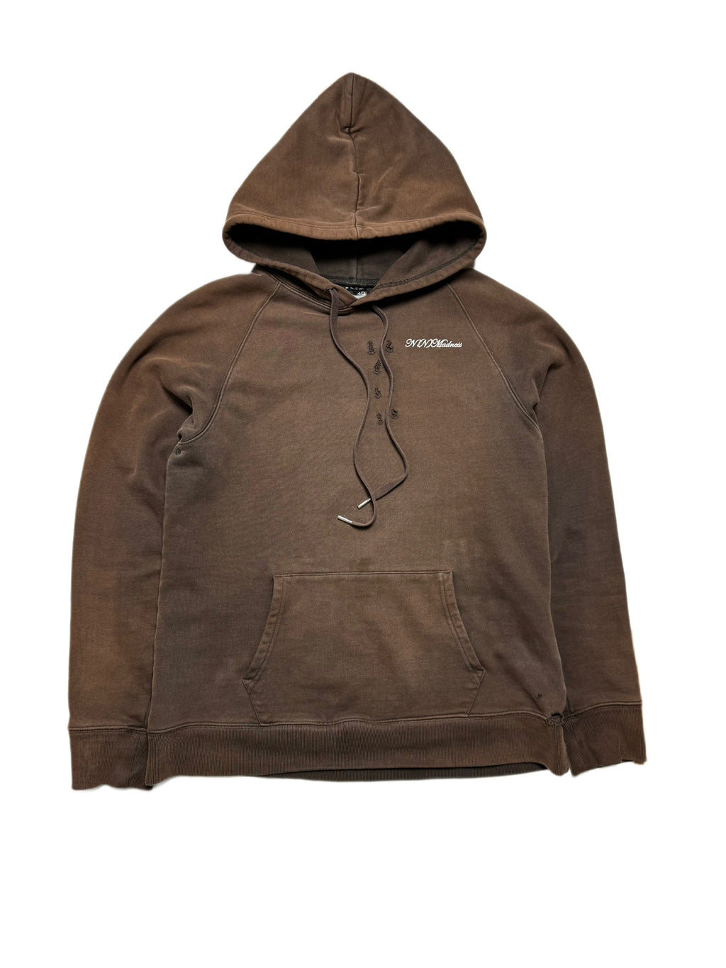 Number Nine x Madness Brown Distressed Time Migration Retro Hoodie