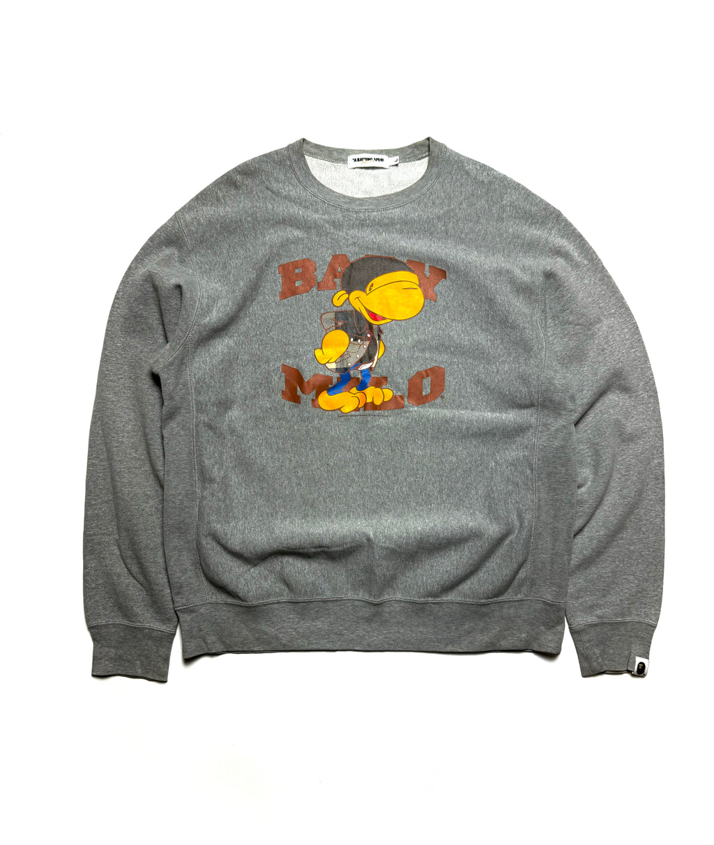 BAPE Baby Milo Plaid Gray Crewneck 2000s