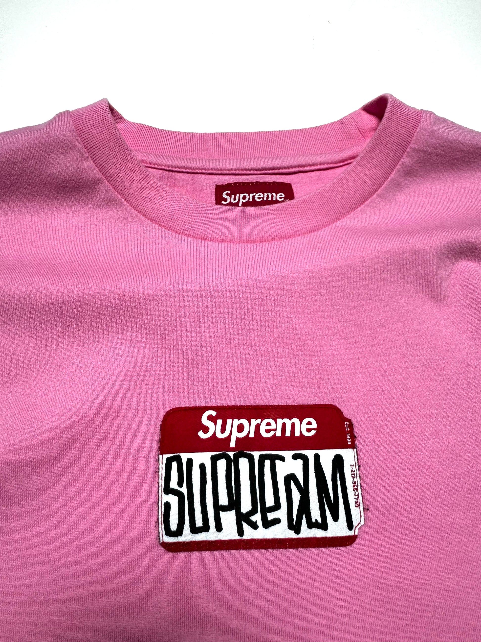 Supreme Name Tag Pink Tee