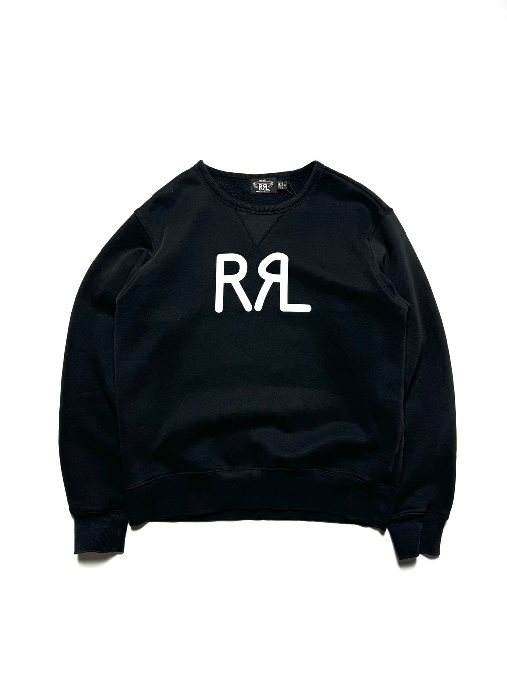 RRL Spell Out Black Crewneck