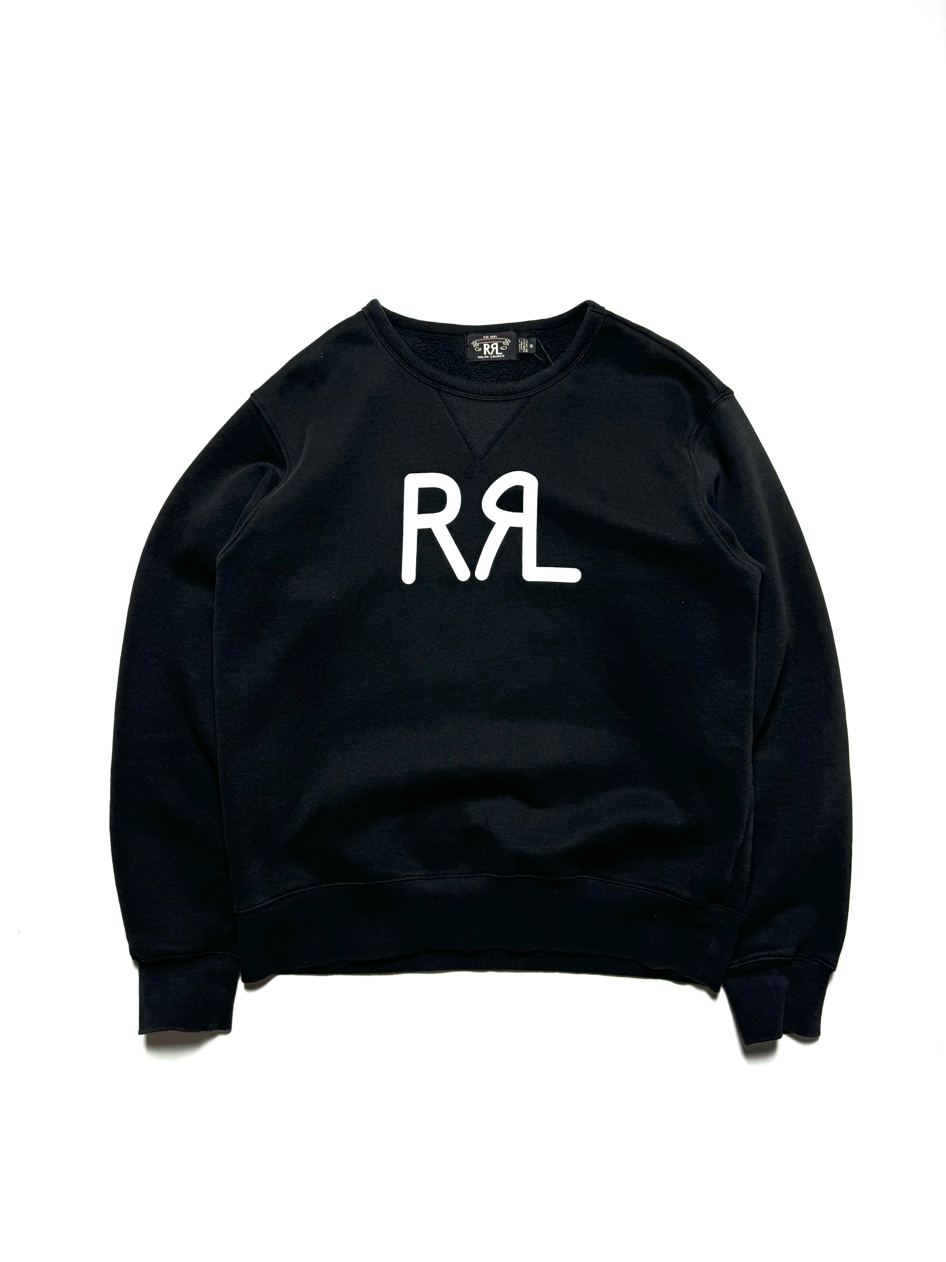 RRL Spell Out Black Crewneck