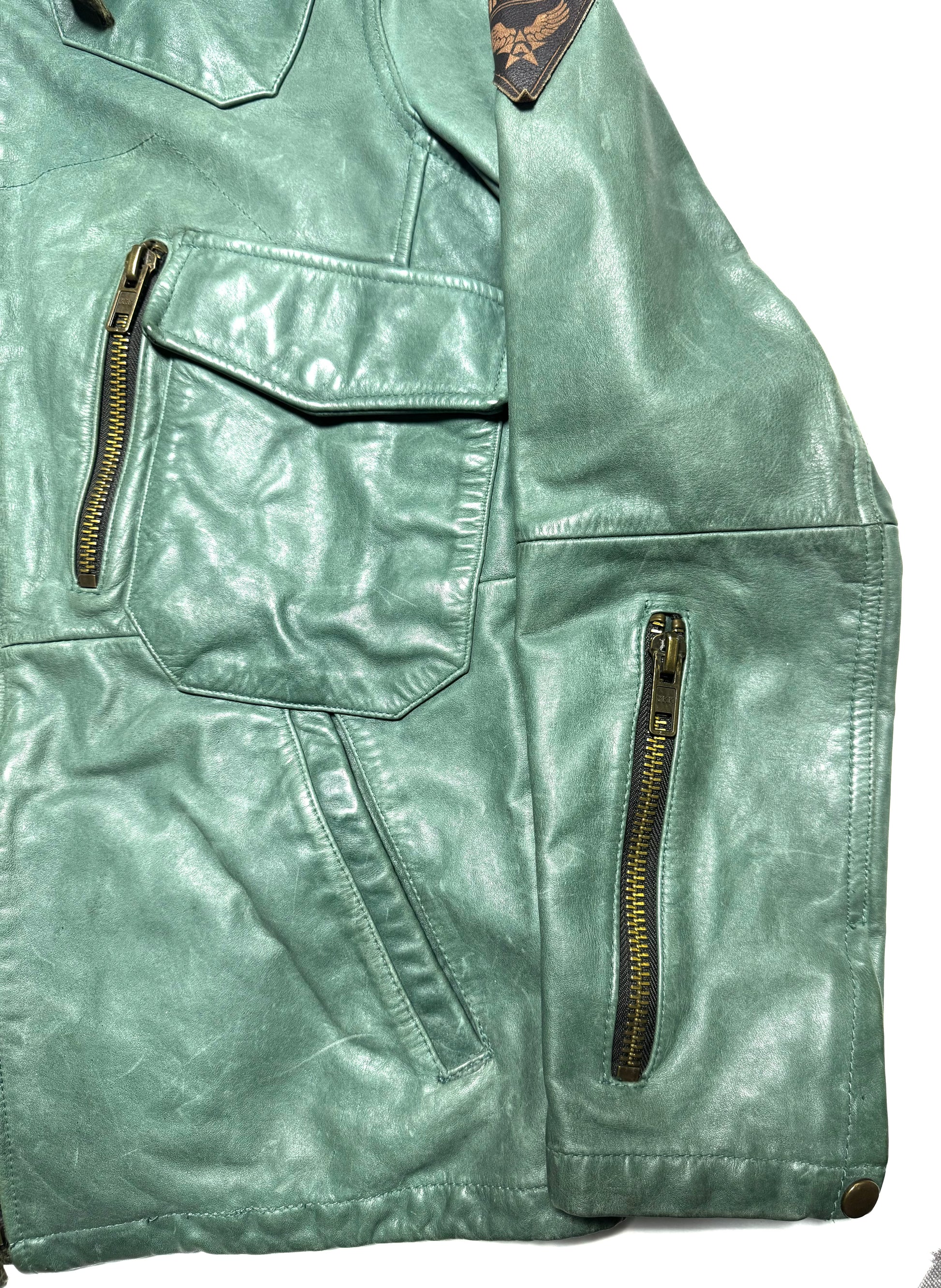 Avirex Green Leather Pilot Fly Jacket