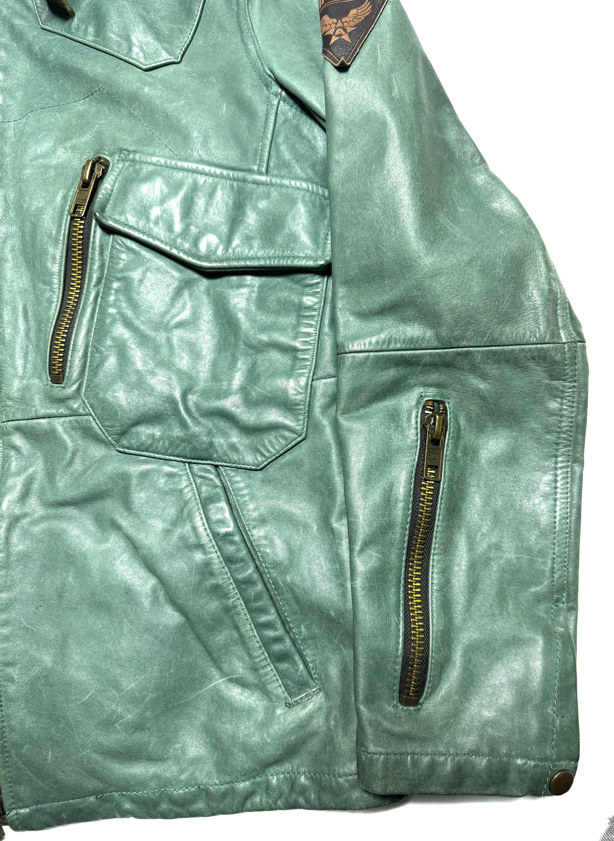 Avirex Green Leather Pilot Fly Jacket
