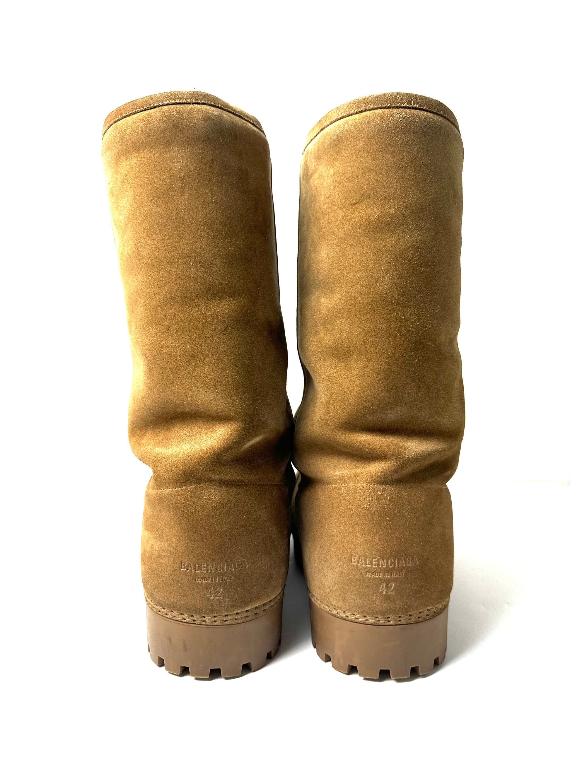 Balenciaga Brown Alaska Faux Shearling-Lined Suede Boots