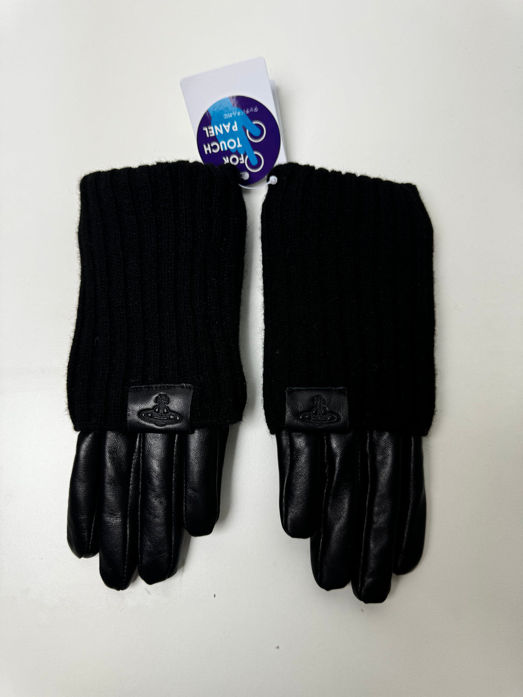Vivienne Westwood Black Leather Wool Touch Fingertip Glove
