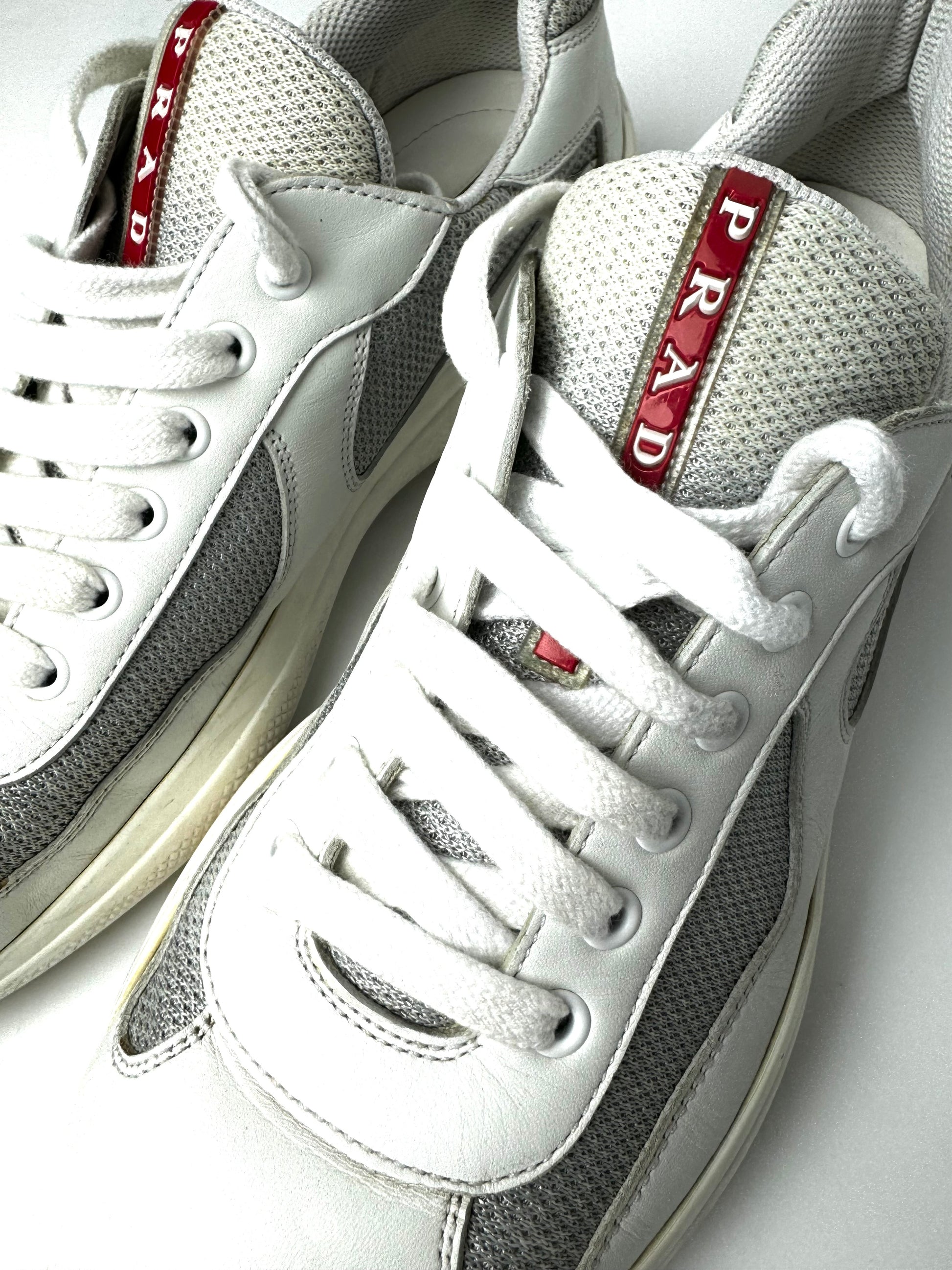 Prada White Grey Amercia’s Cup Shoes
