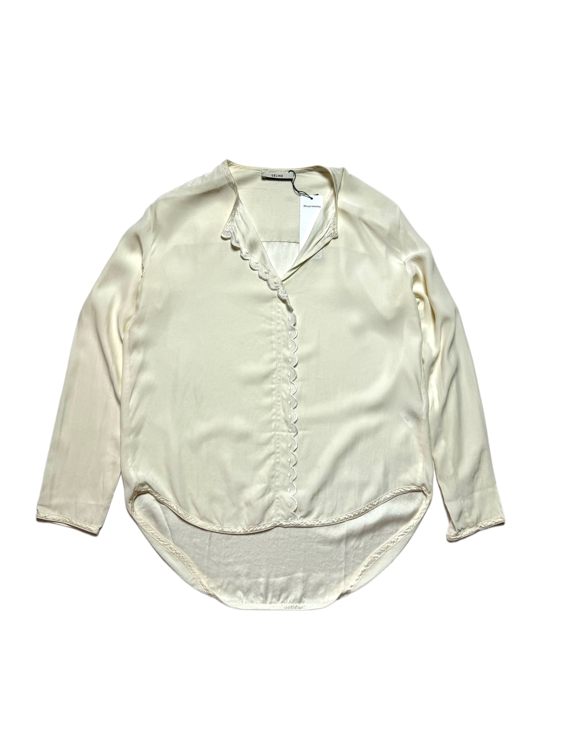Celine Blouse White Silk Shirt