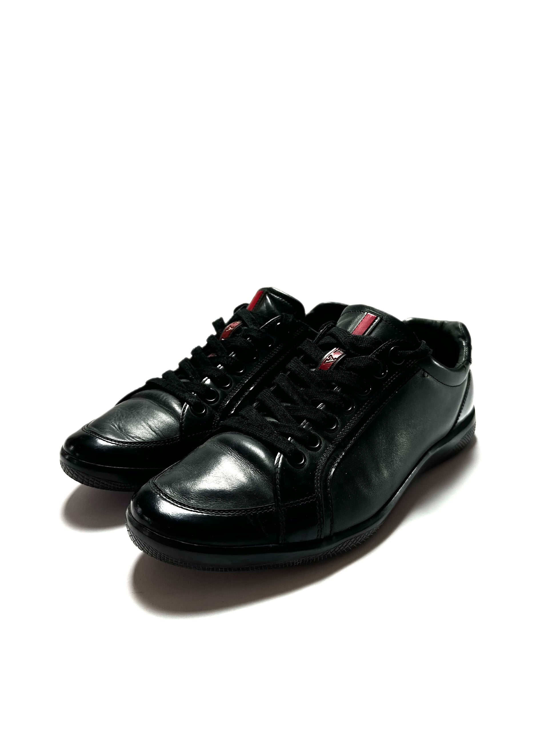 Prada Sport Black Leather Low Top Shoe