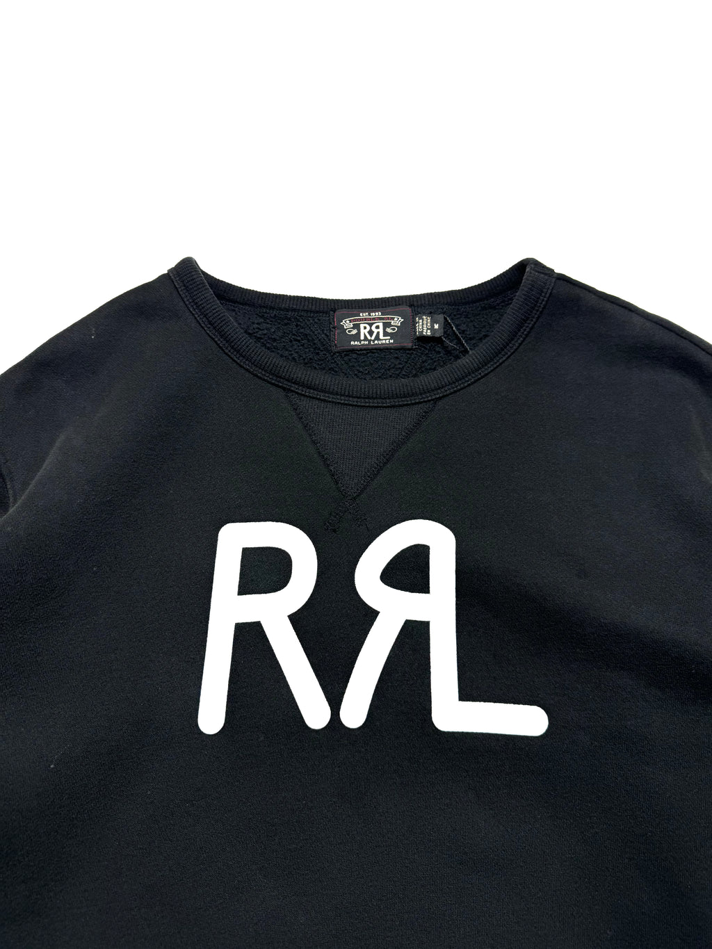 RRL Spell Out Black Crewneck