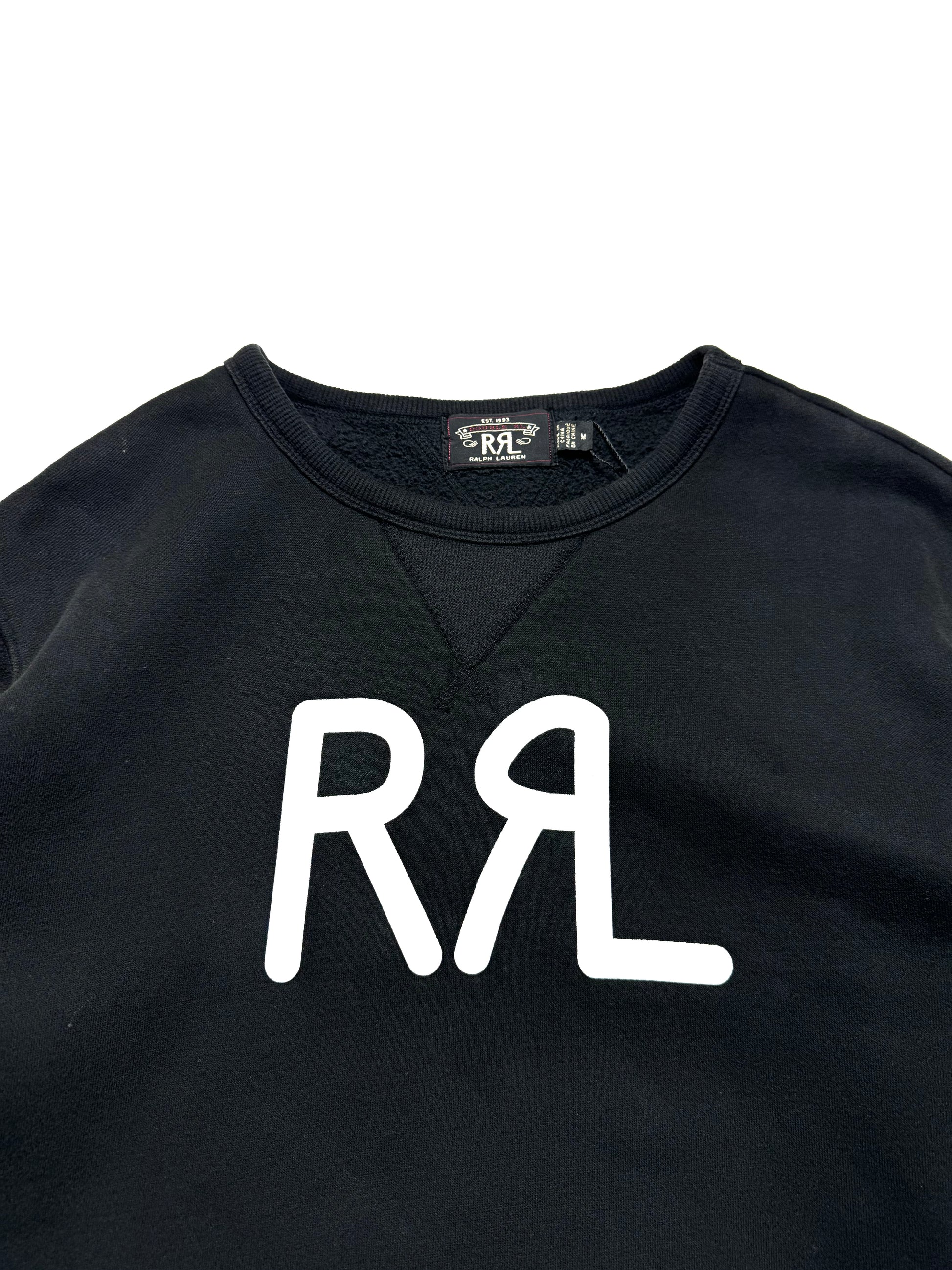 RRL Spell Out Black Crewneck