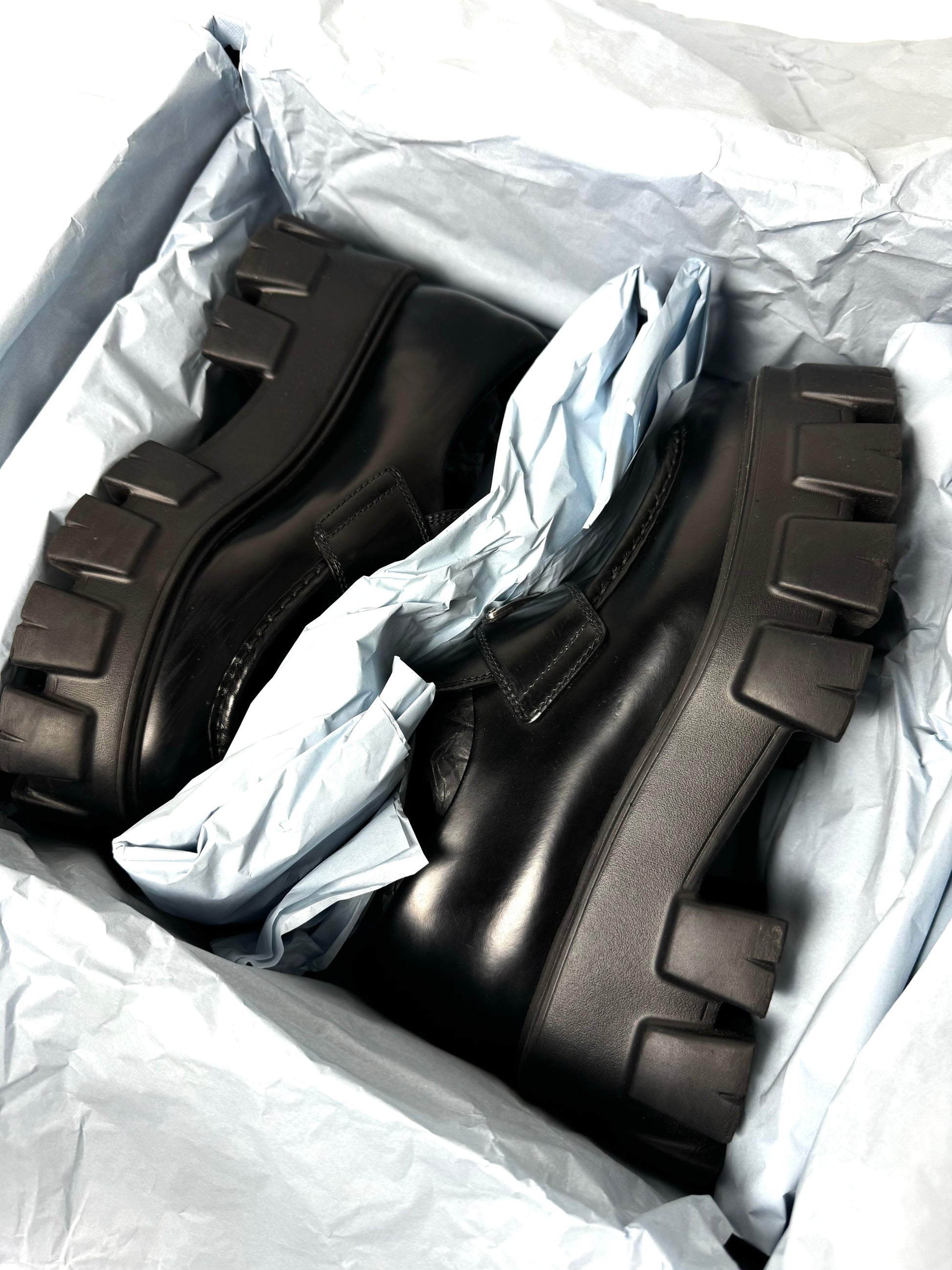 Prada Monolith Brushed Leather Loafer