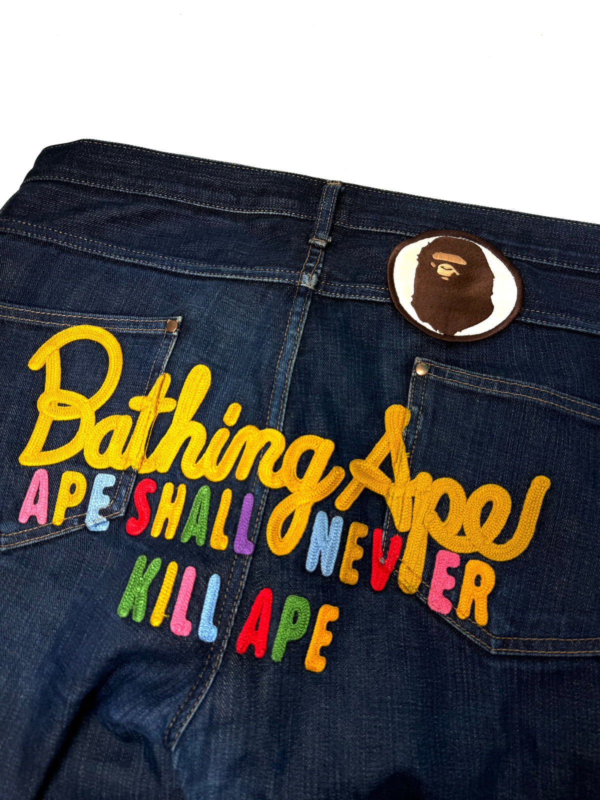 BAPE Rainbow Embroidery Dark Denim Jean