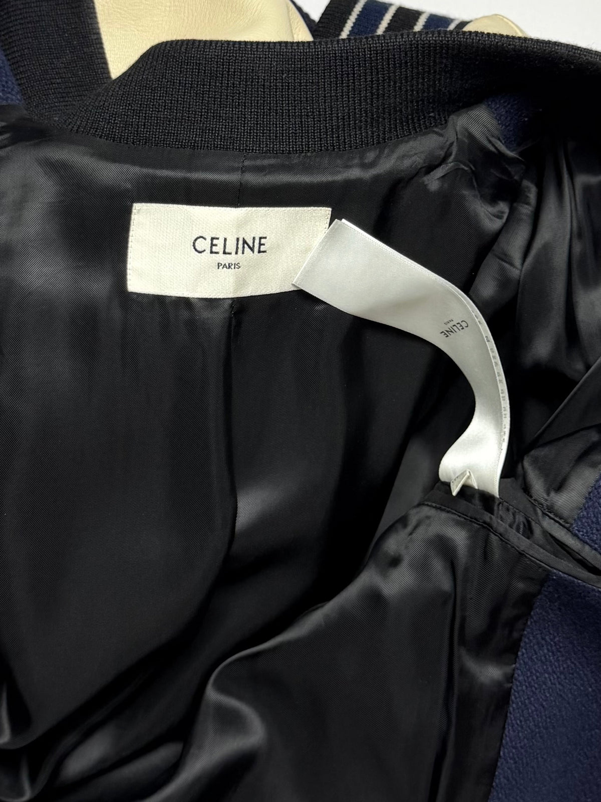 CELINE Wool Varsity Teddy Jacket