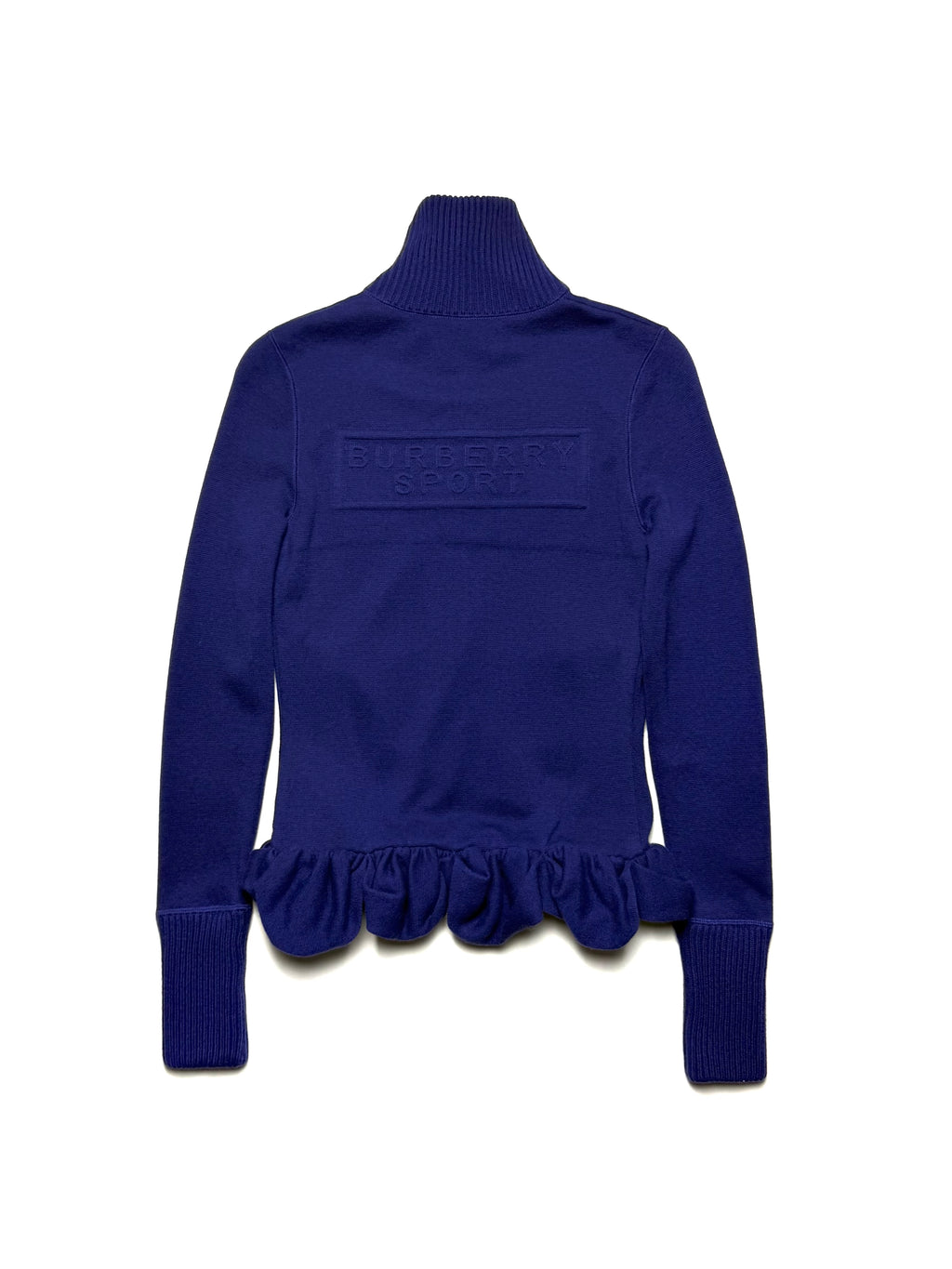 BURBERRY Sport Navy Zip Up Ruffle Hem Jacket