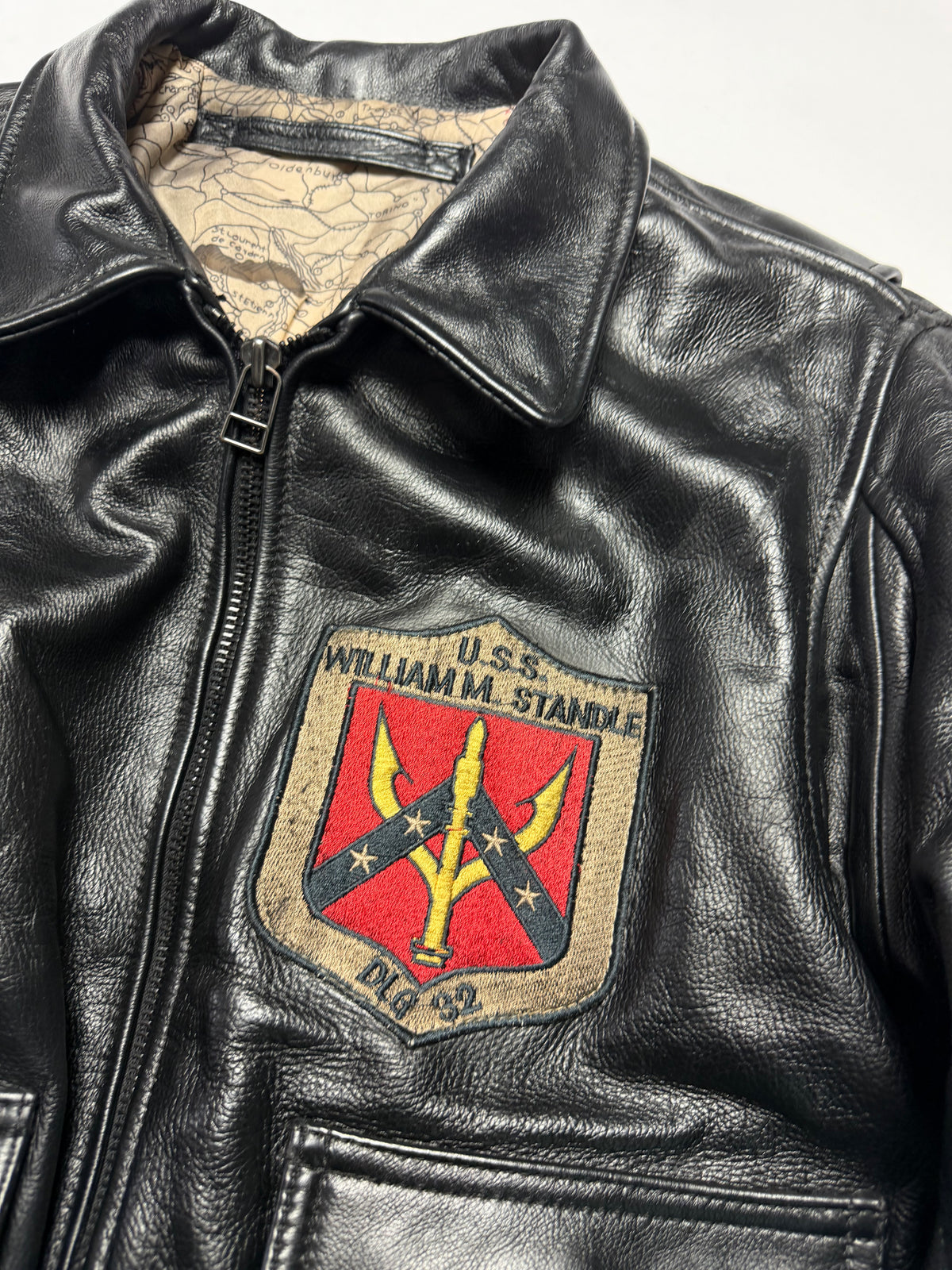 Avirex Leather Military G-1 Jacket  U.S.S. William M. Standley
