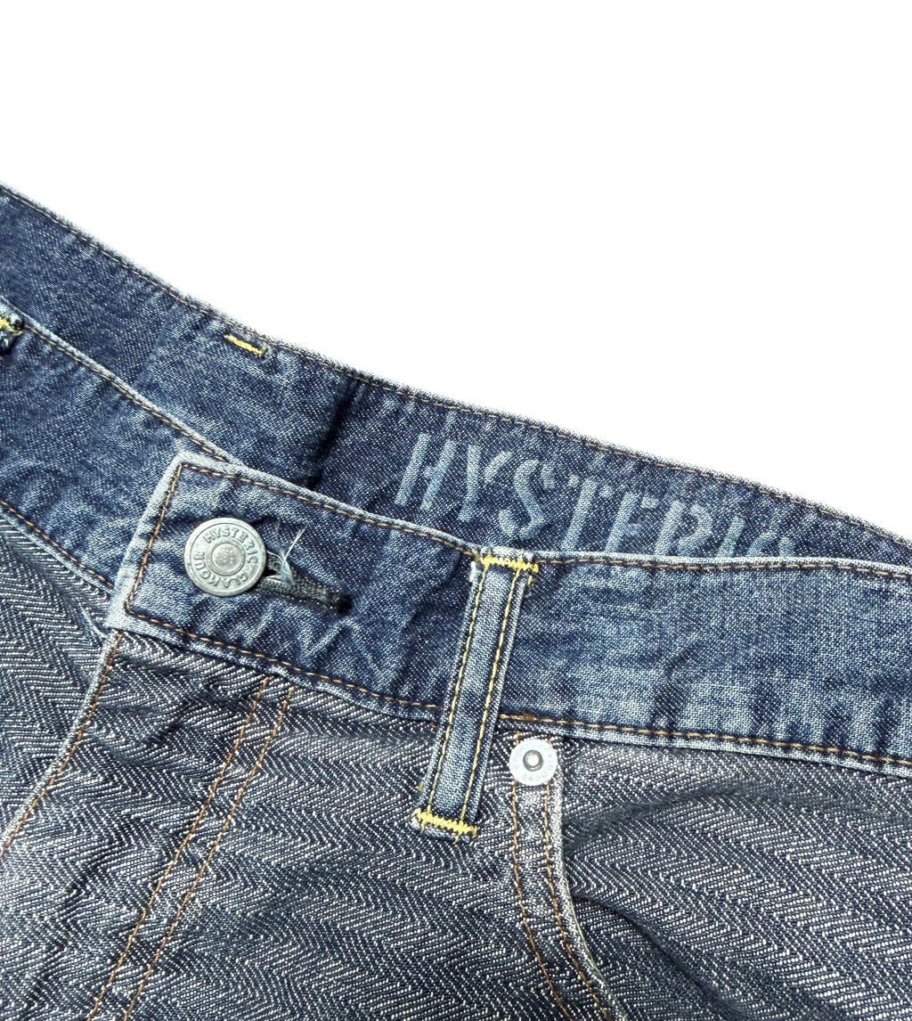 Hysteric Glamour Kinky Hagi Stripe Patch Denim Flared Jean 90s