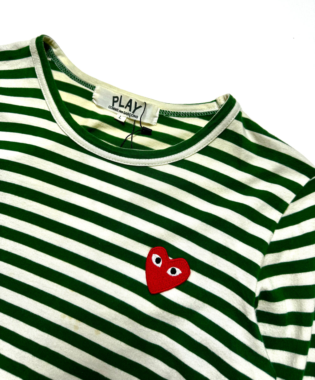 Comme des Garçons Play Green Stripe Long Sleeve Knit