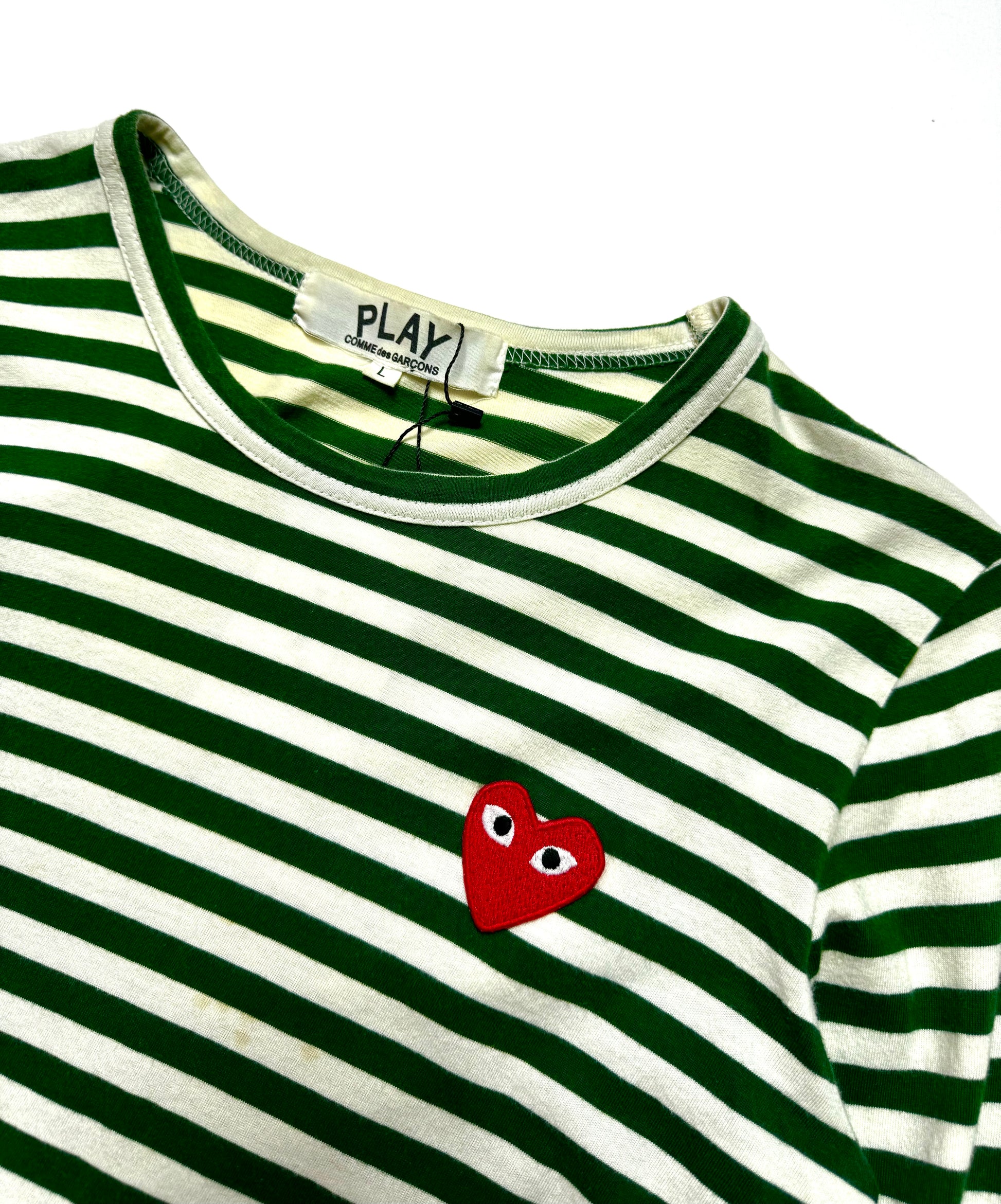 Comme des Garçons Play Green Stripe Long Sleeve Knit
