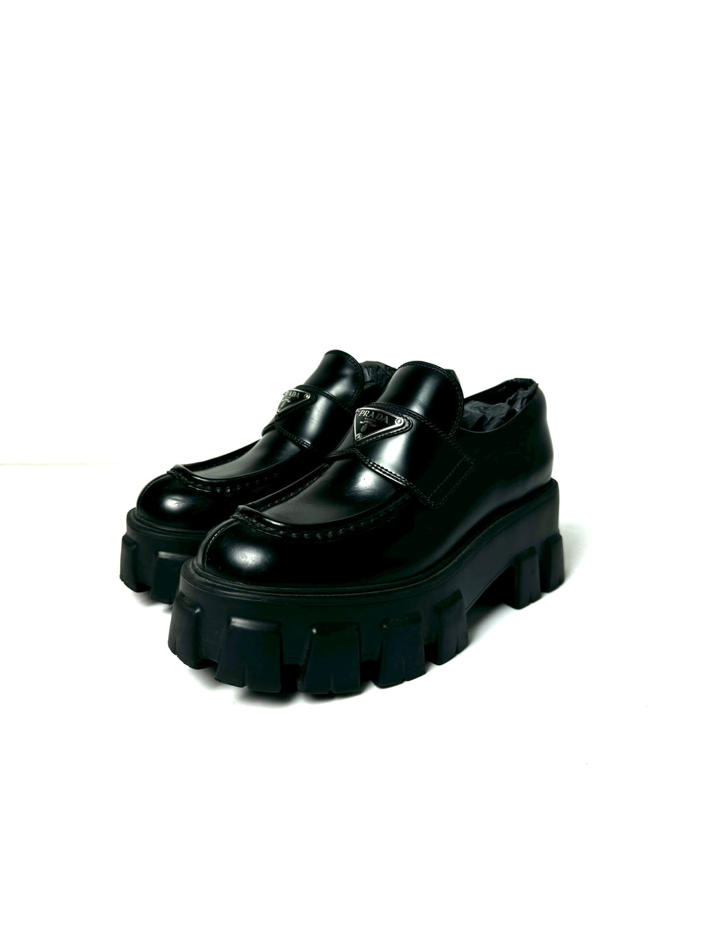 Prada Monolith Brushed Leather Loafer