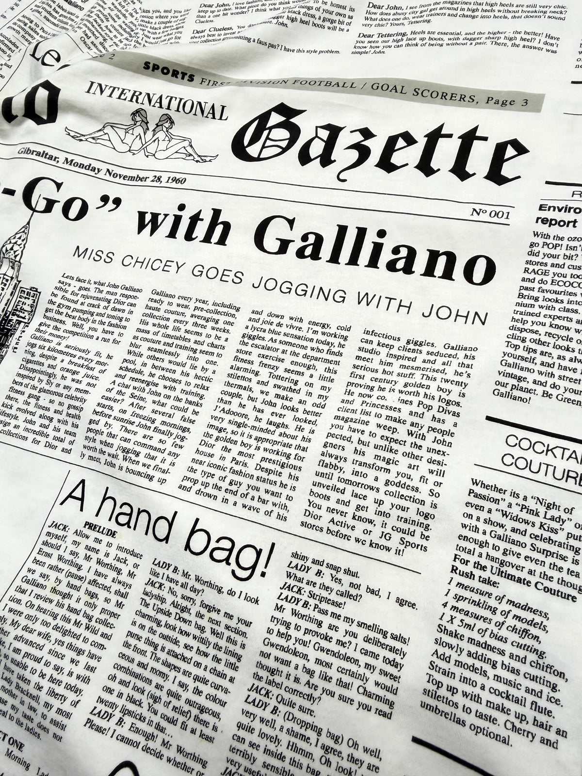 John Galliano 00s White Newspaper Long Sleeve