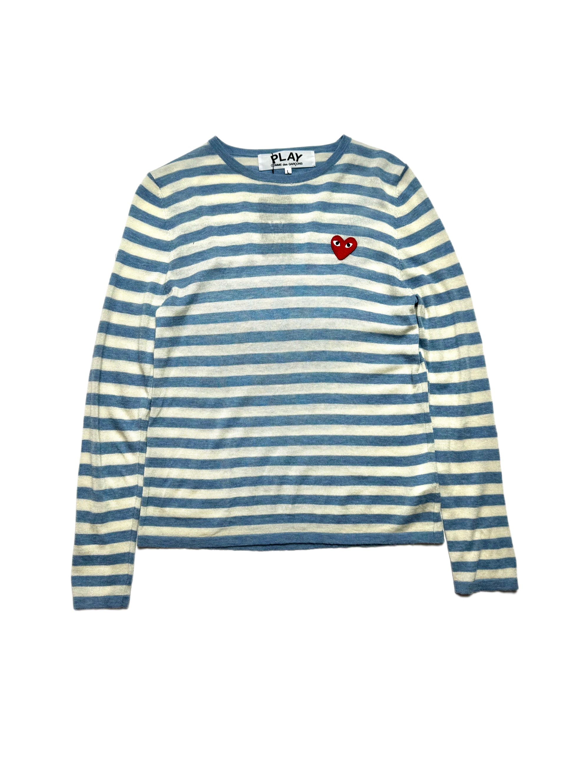 Comme des Garçons Play Sky Blue Stripe Long Sleeve Knit