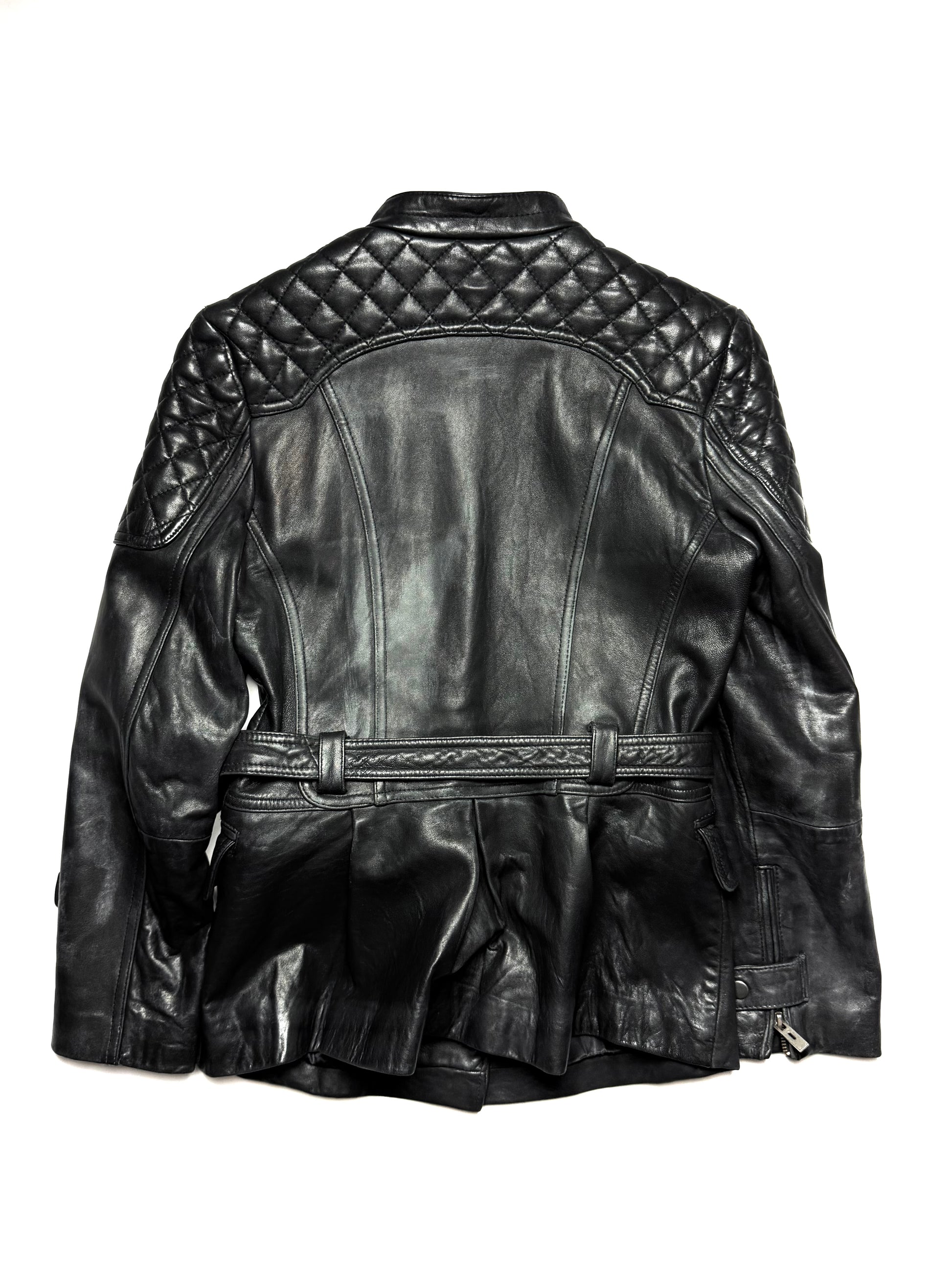 BALMAIN Leather Biker Coat