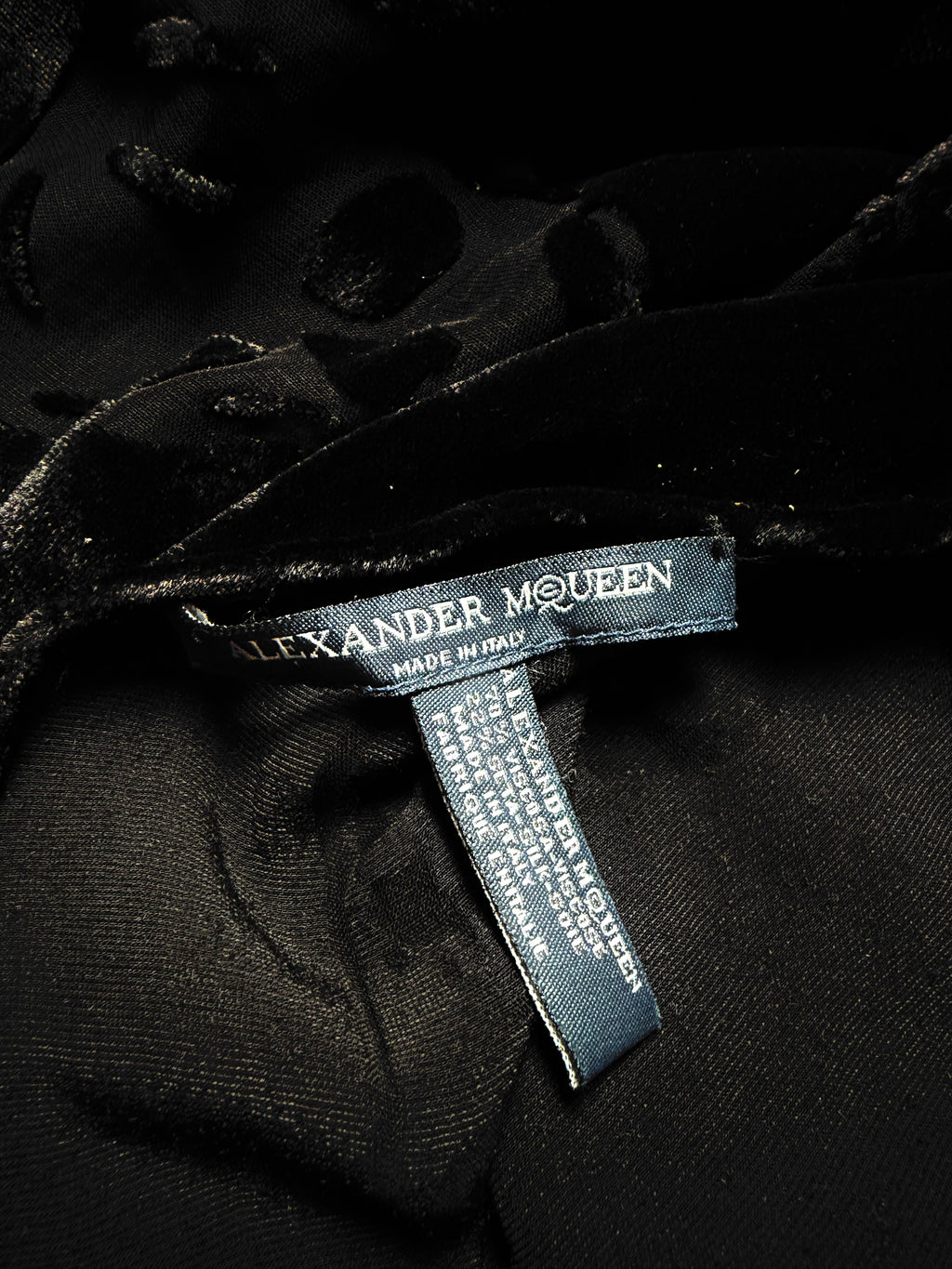 Alexander McQueen Black Velvet  Skull Scarf