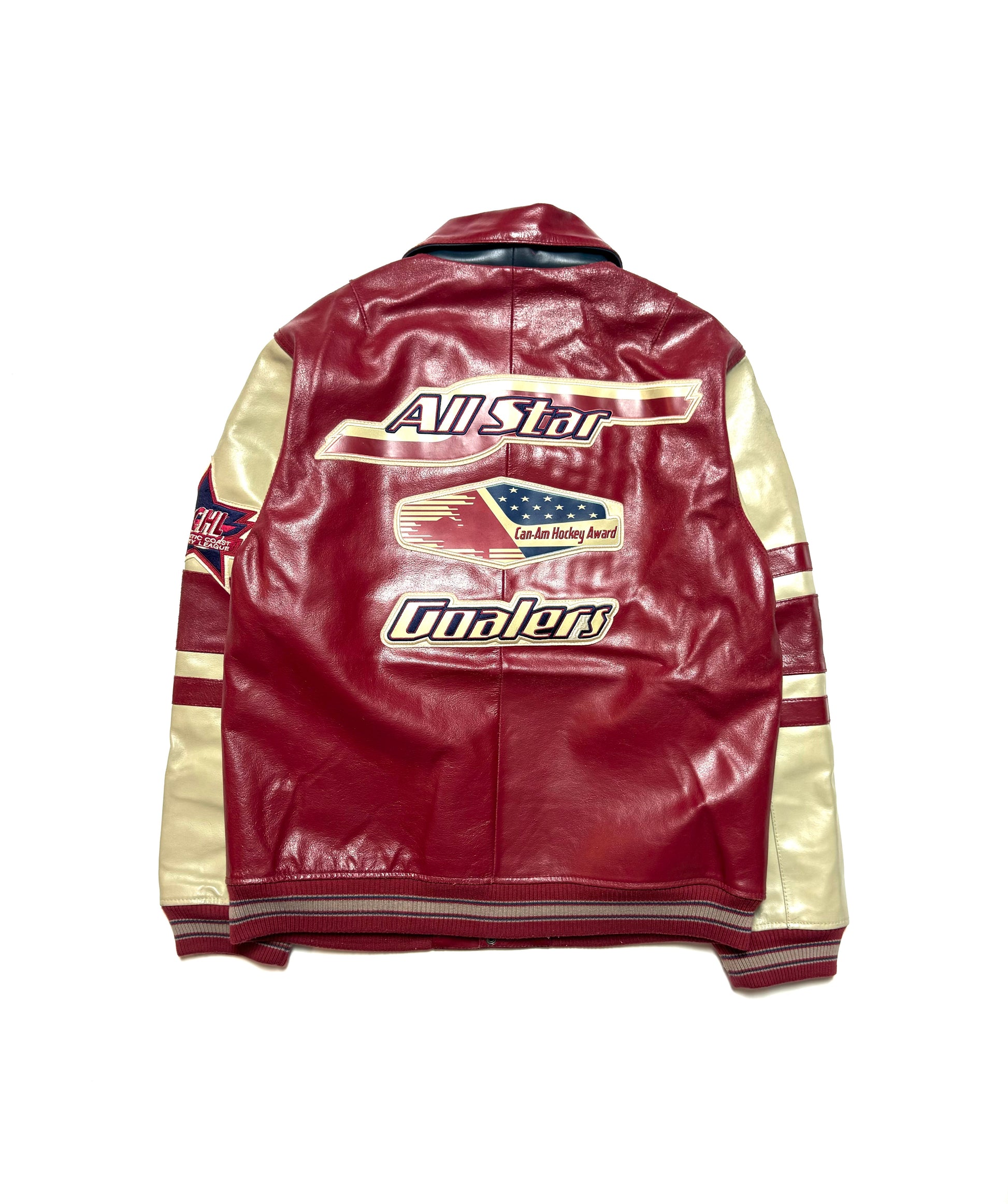 Avirex 90s Atanlantic Hockey League All Star Varisty Black Leather Jacket