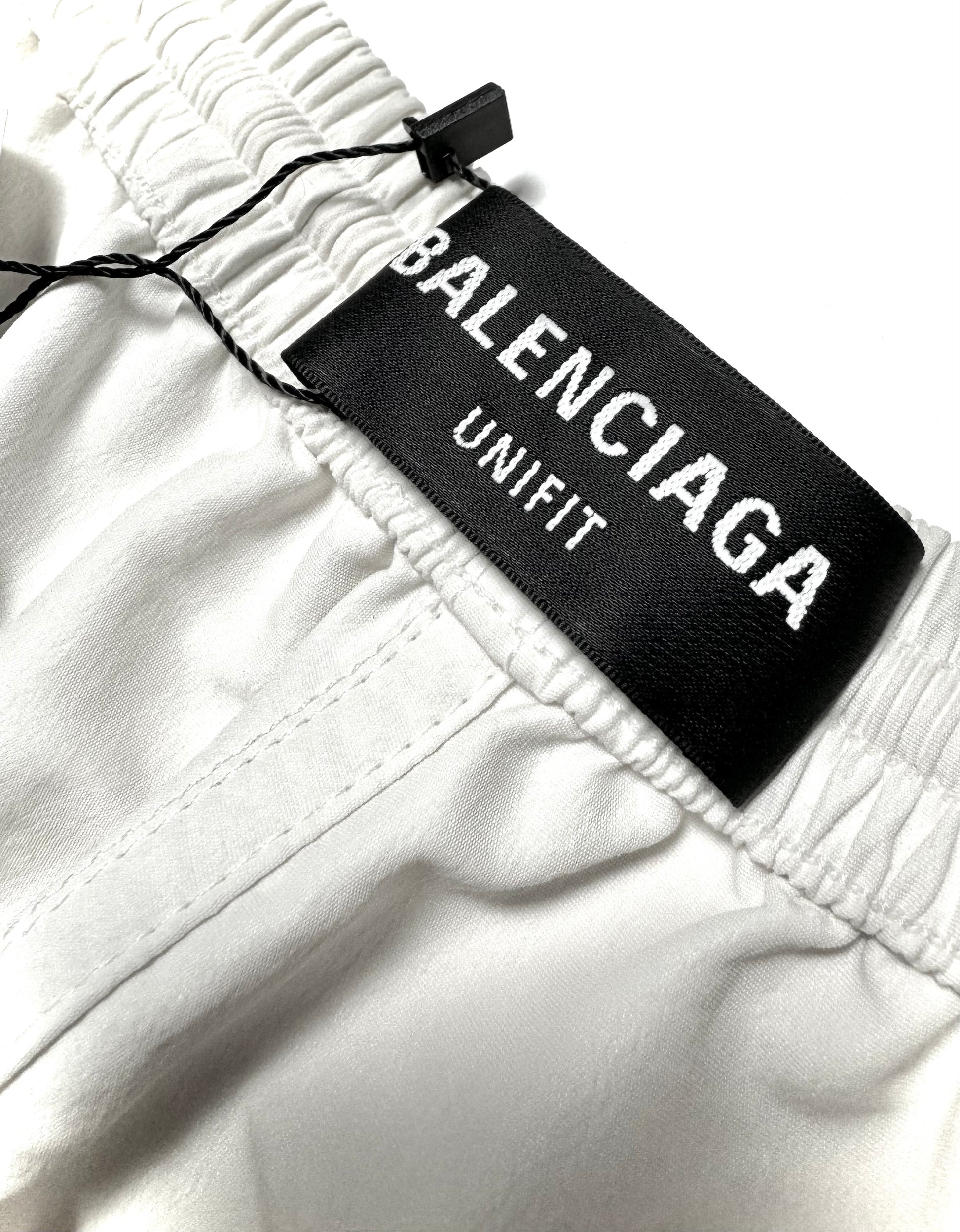 Balenciaga Unifit Sporty B Logo Track White Nylon Pant