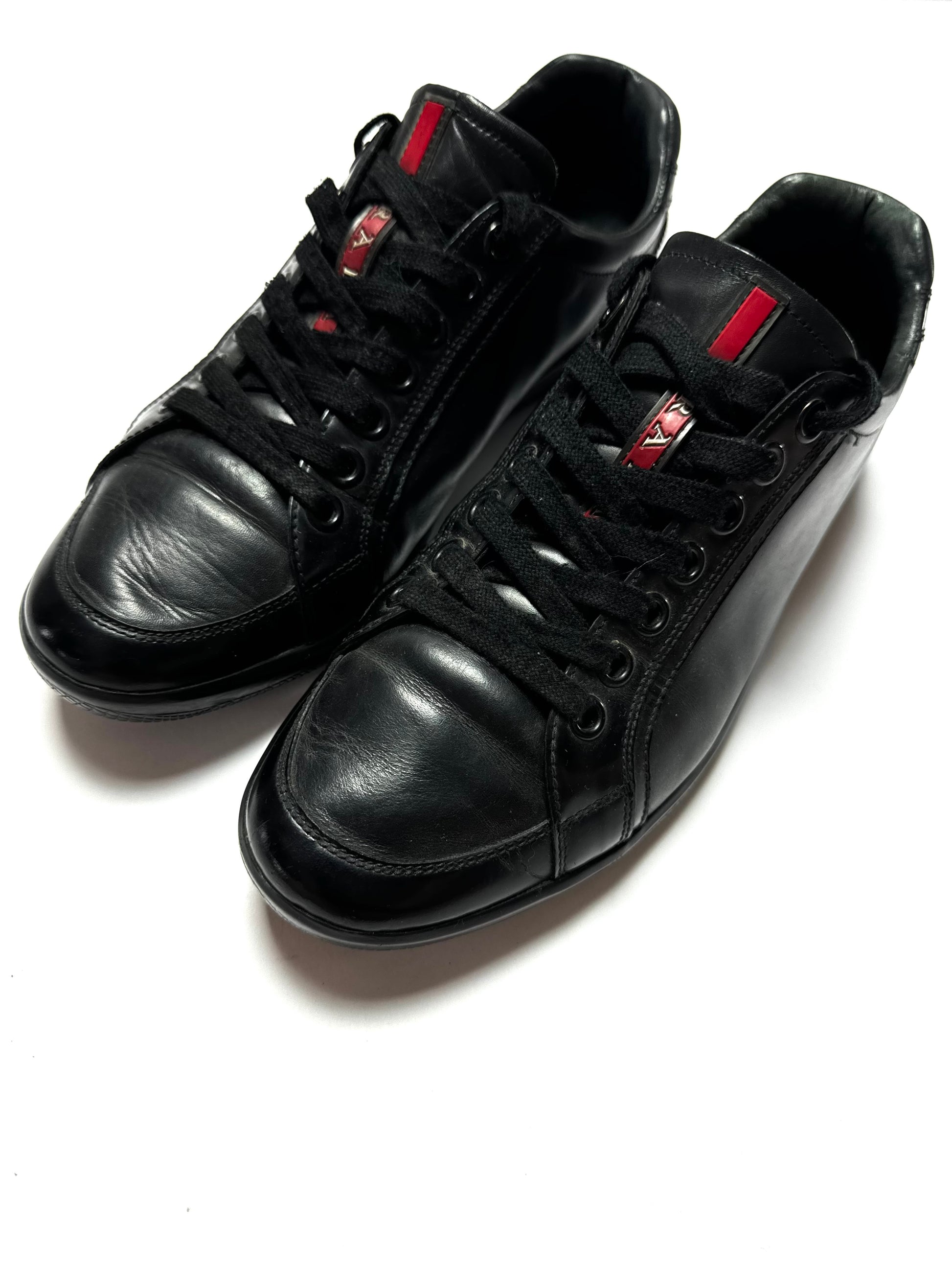 Prada Sport Black Leather Low Top Shoe
