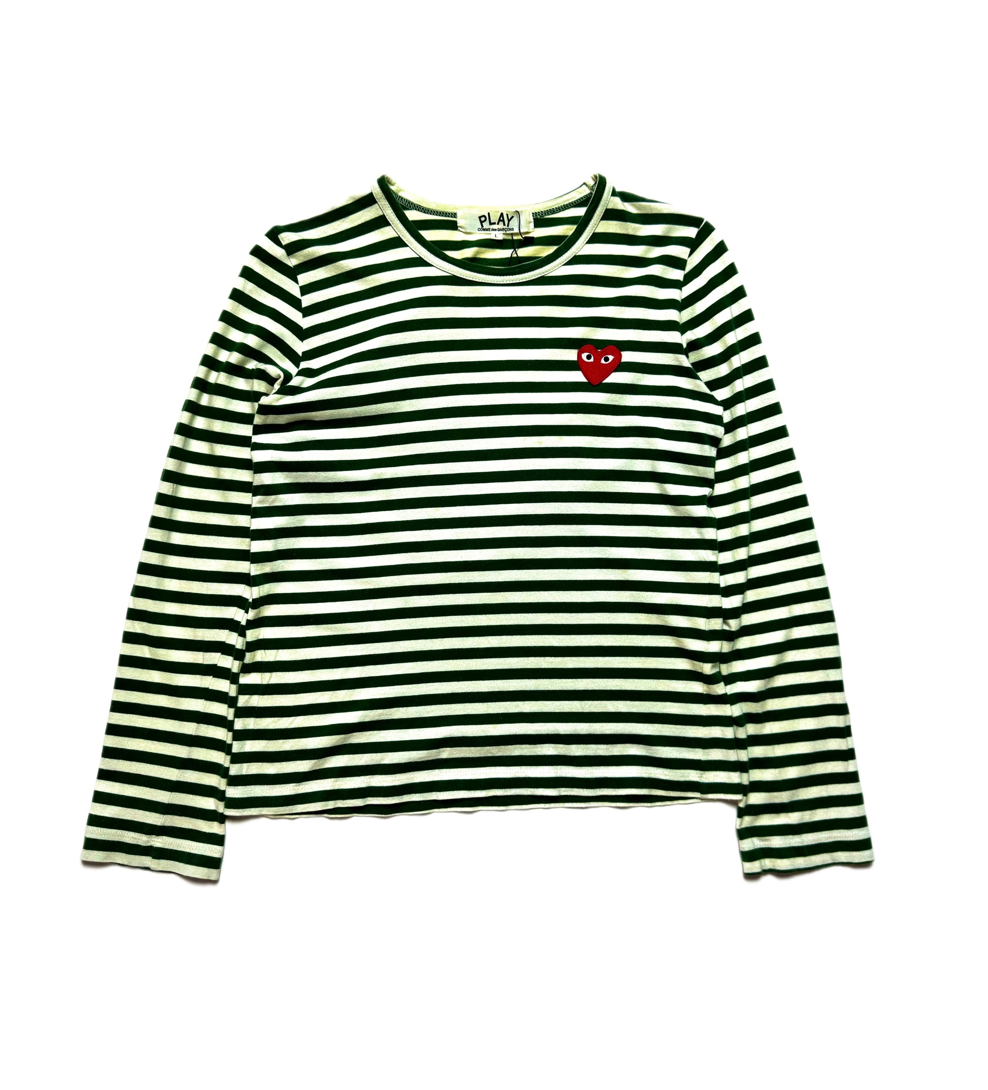 Comme des Garçons Play Green Stripe Long Sleeve Knit
