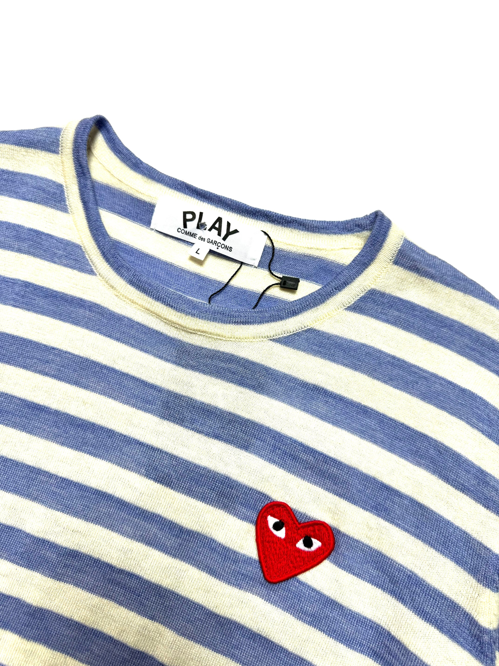 Comme des Garçons Play Light Purple Stripe Long Sleeve Knit