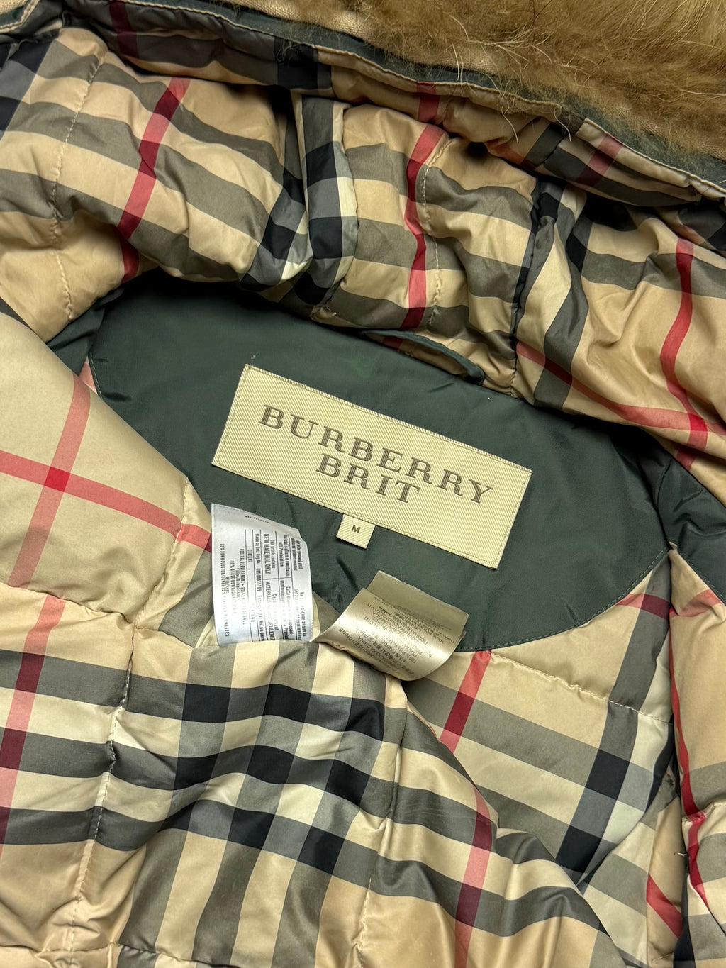 BURBERRY Fur Puffer Coat Khaki