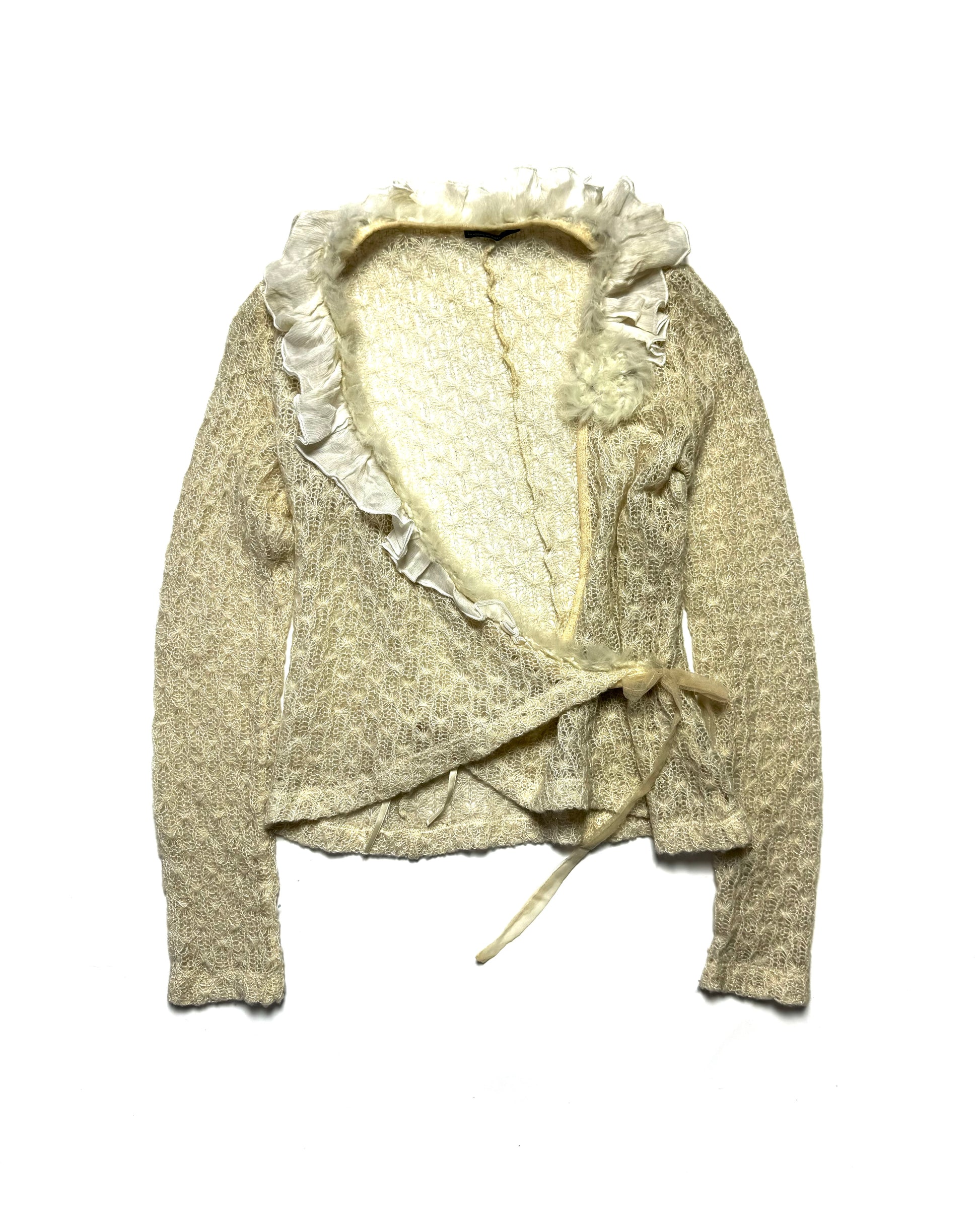 Alexander McQueen Ruffled Fur Collar Knit Top