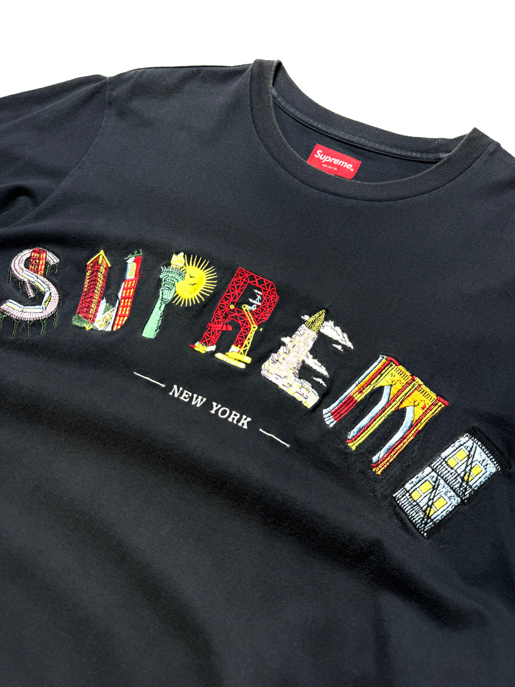Supreme Supreme City Arc Black Spell-out Embroidery Tee