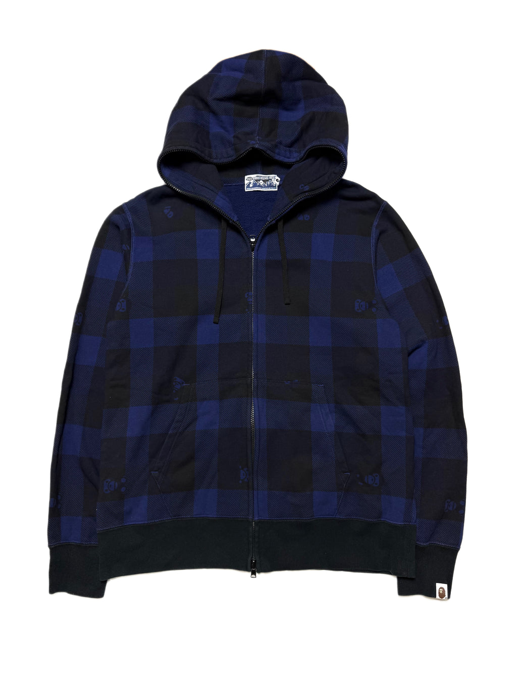 BAPE Milo Blue Plaid Full Zip Hoodie 2000s
