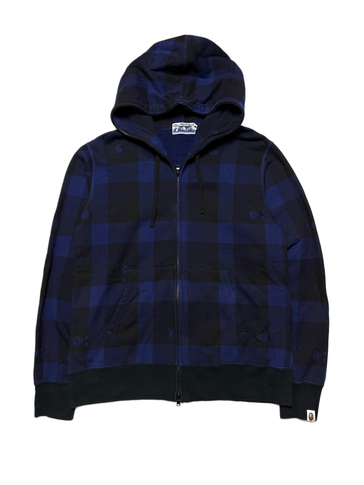BAPE Milo Blue Plaid Full Zip Hoodie 2000s