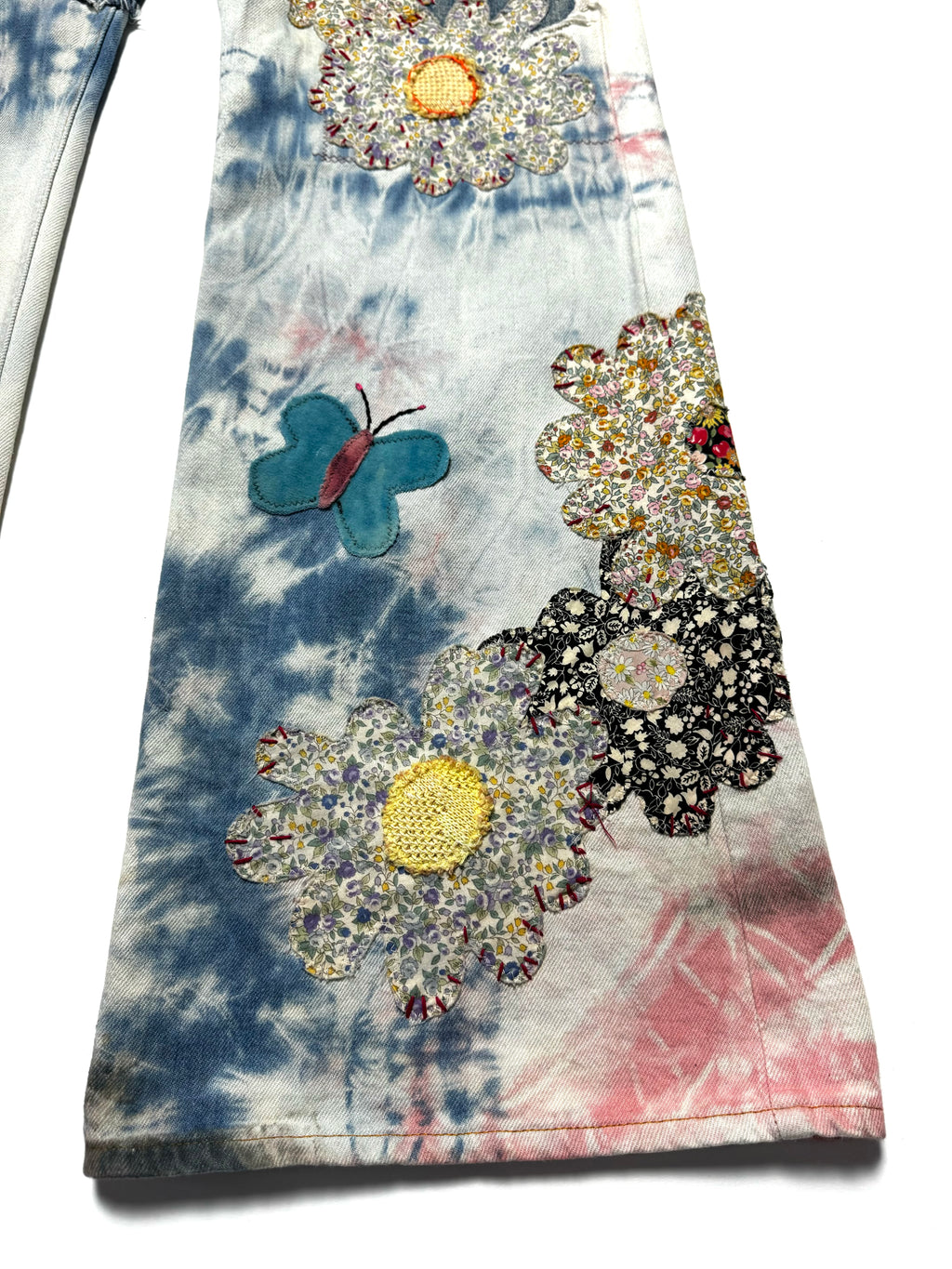 Kapital Papillon Dyed Patched Flared Jean