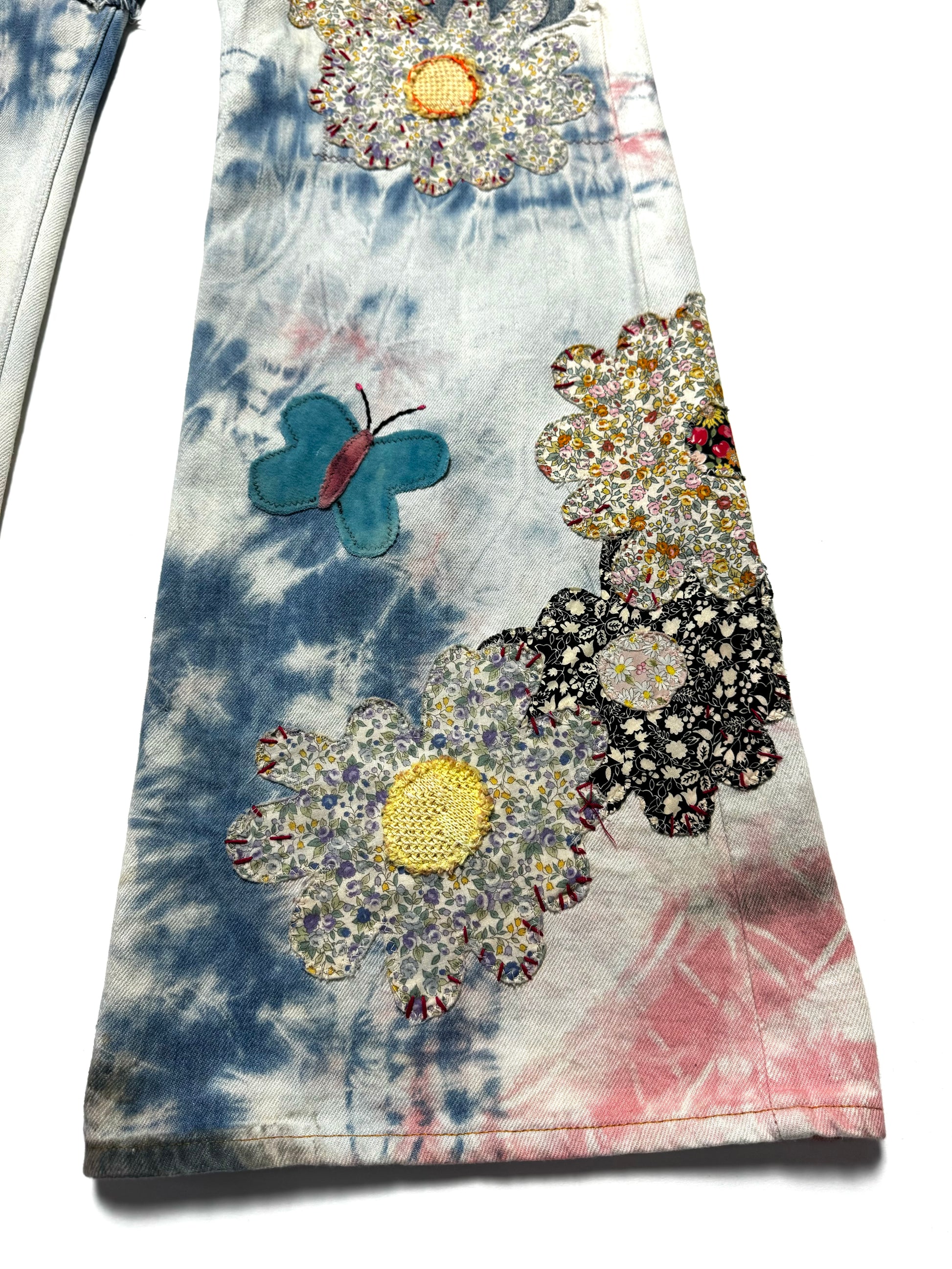 Kapital Papillon Dyed Patched Flared Jean