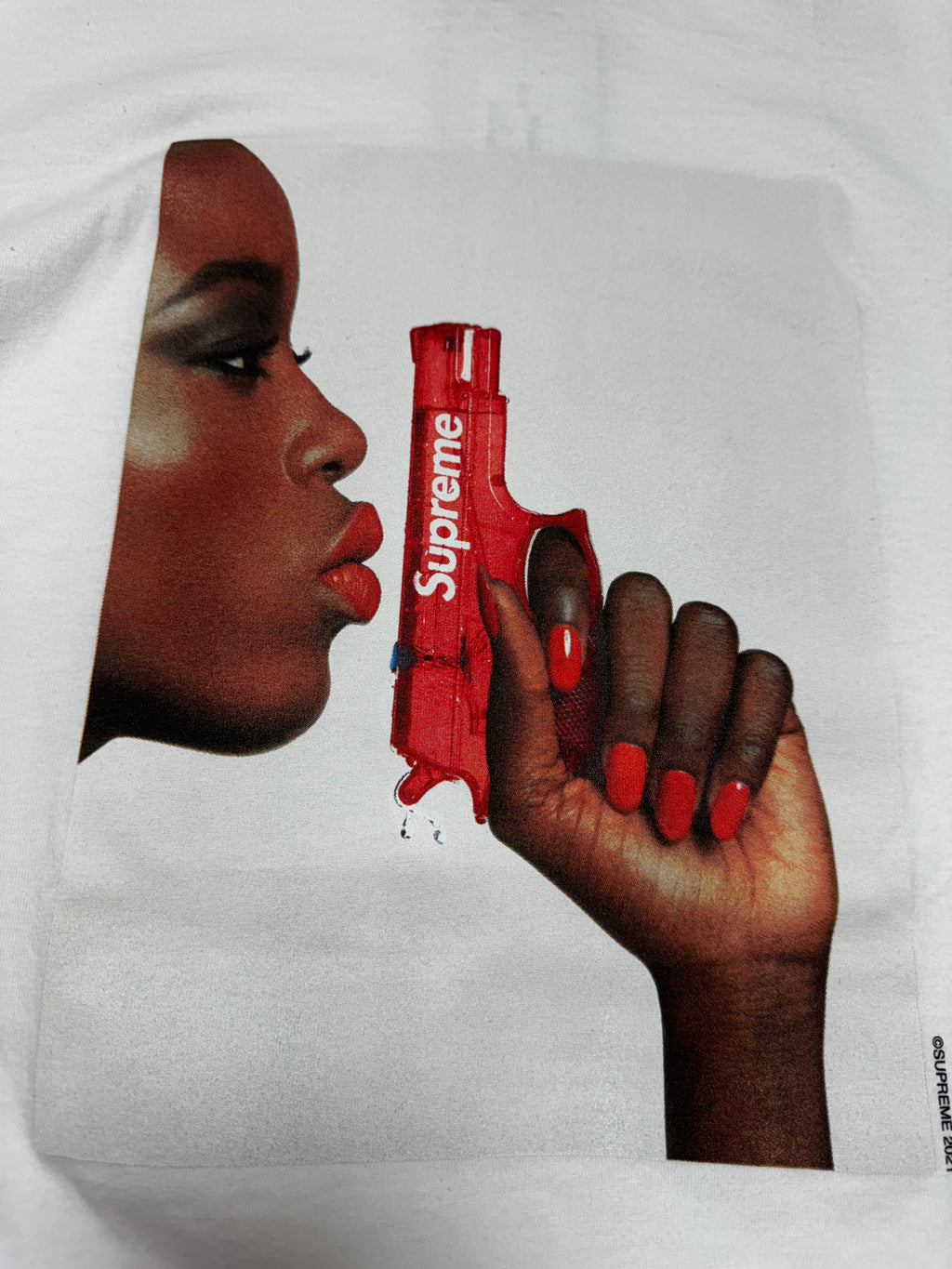 Supreme Red Gun White  Tee