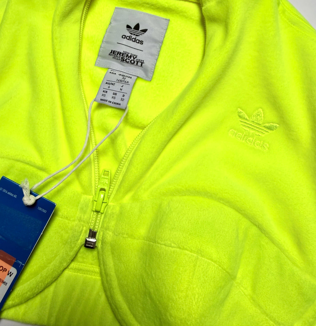 Adidas X Jeremy Scott Velour Cropped Zip Track Top Yellow