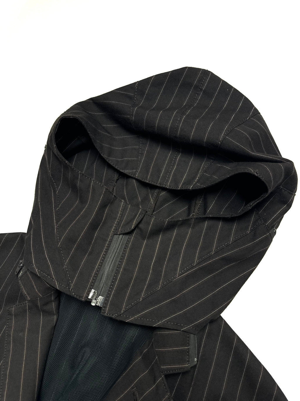 Comme des Garçons Junya Watanabe MAN Brown Stripe Suit Blazer Hooded Jacket